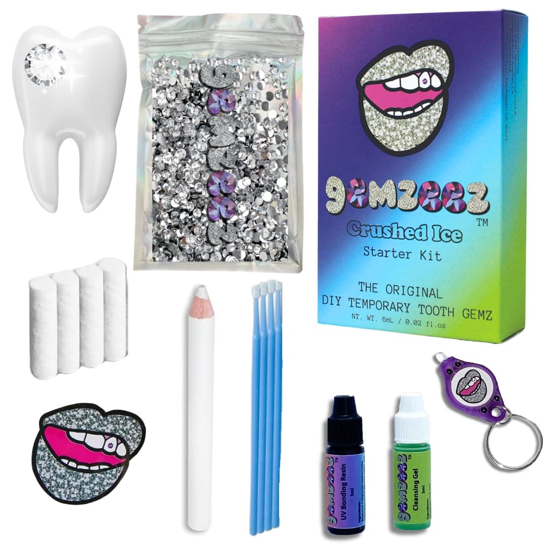 Gemzeez Original DIY Tooth Gemz Starter Kit – Temporary Cosmetic Crystal Gems for a Sparkling Smile – Easy At-Home Application