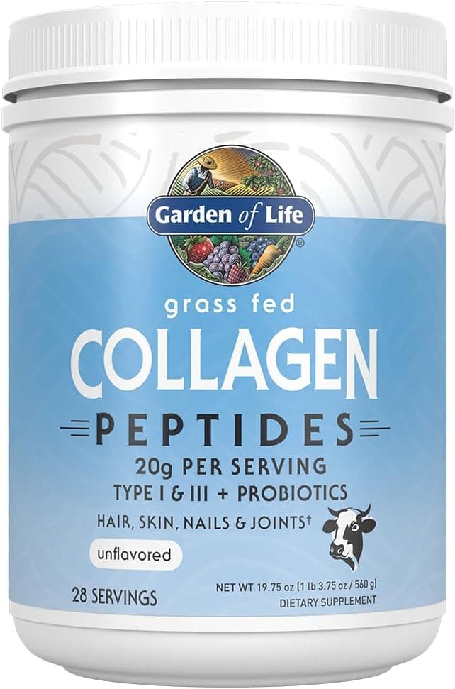 Garden of Life Grass Fed Collagen Peptides Powder Unflavored Collagen Powder for Women Men Hair Skin Nails Joints, Hydrolyzed Collagen Protein Supplements, Collagen for Women & Men, 28 Servings 1.24 Pound (Pack of 1)