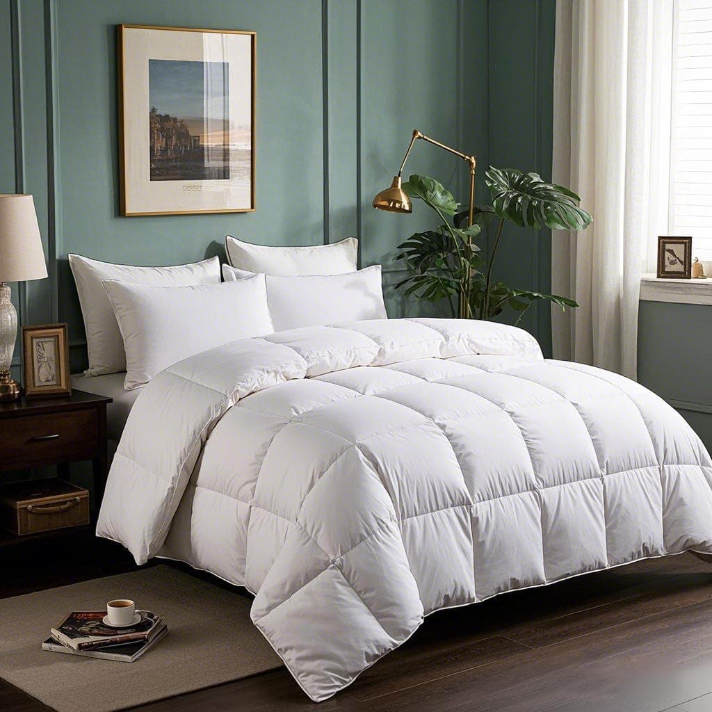 Serta Luxurious Goose Feathers Down Fiber Comforter Queen Size Duvet Insert, 100% Cotton, Hotel Quality Hypoallergenic Comforter, 50oz Light Warmth 90 x 90 in White White/Light Warmth Queen