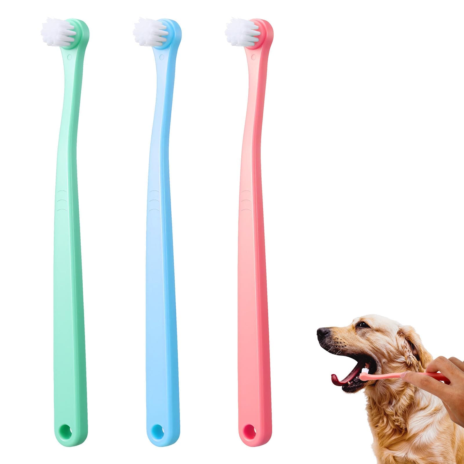 3 Pack Cat Tooth Brush, Soft Toothbrush for Small Dogs Teeth Clean, Mini Pet Toothbrush for Puppy, Kitten, Other Small Pets(Pink, Blue, Green)