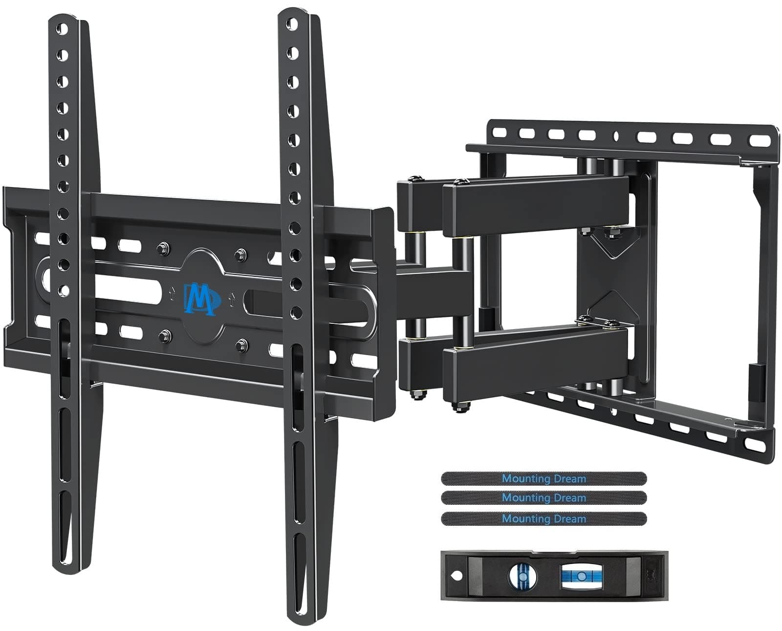 Mounting Dream TV Wall Mount for 32-65 Inch Television,Mount with Swivel and Tilt, Full Motion Bracket with Articulating Dual Arms, Fits 16inch Studs, Max VESA 400X400 mm, 99lbs, MD2380 Black