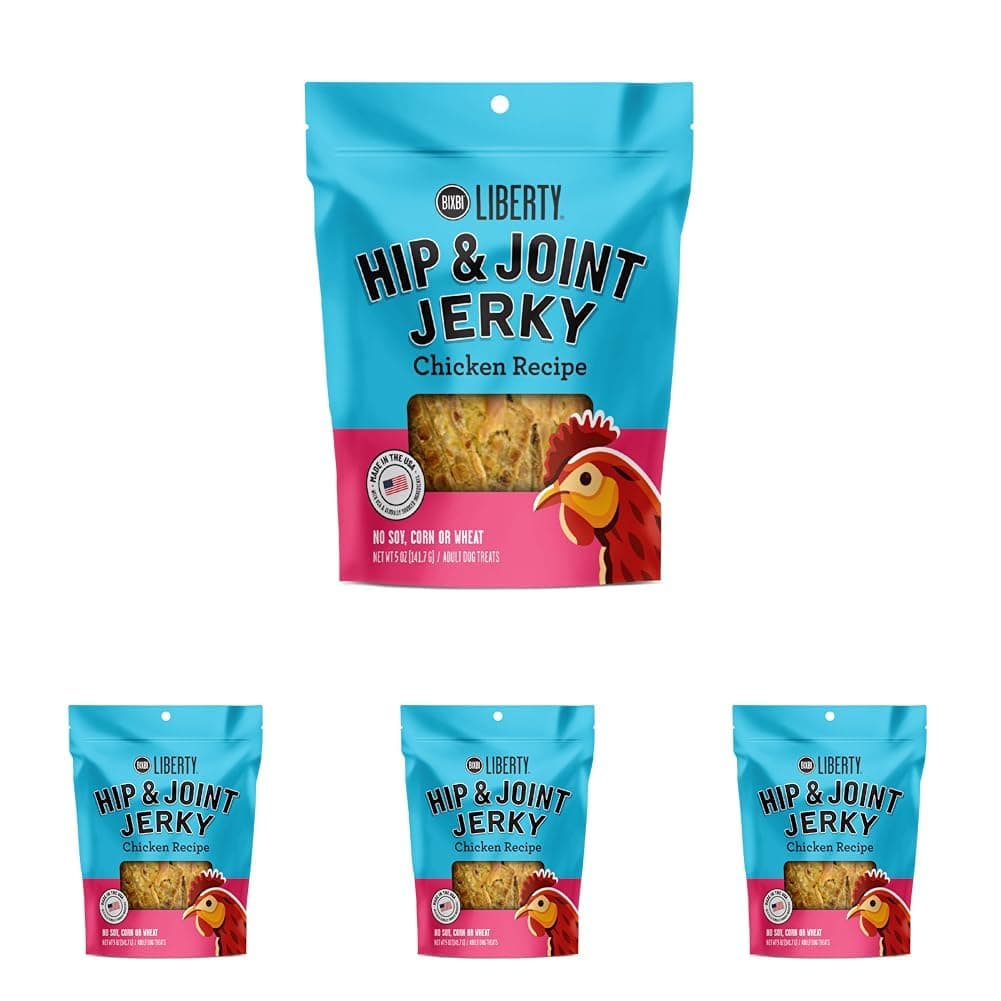BIXBI Liberty Functional Healthy Hip and Joint Dog Jerky Treats, Chicken, 5 Ounce (Pack of 4)