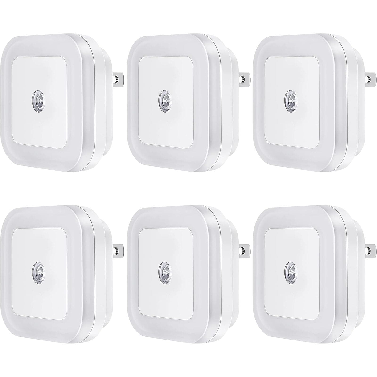 Plug-in LED Night Light with Dusk to Dawn Sensor for Hallway, Stairs, Bathroom, Kitchen, Bedroom, Nursery, Kids Room, Daylight White, Pack of 6 6-Pack, Daylight