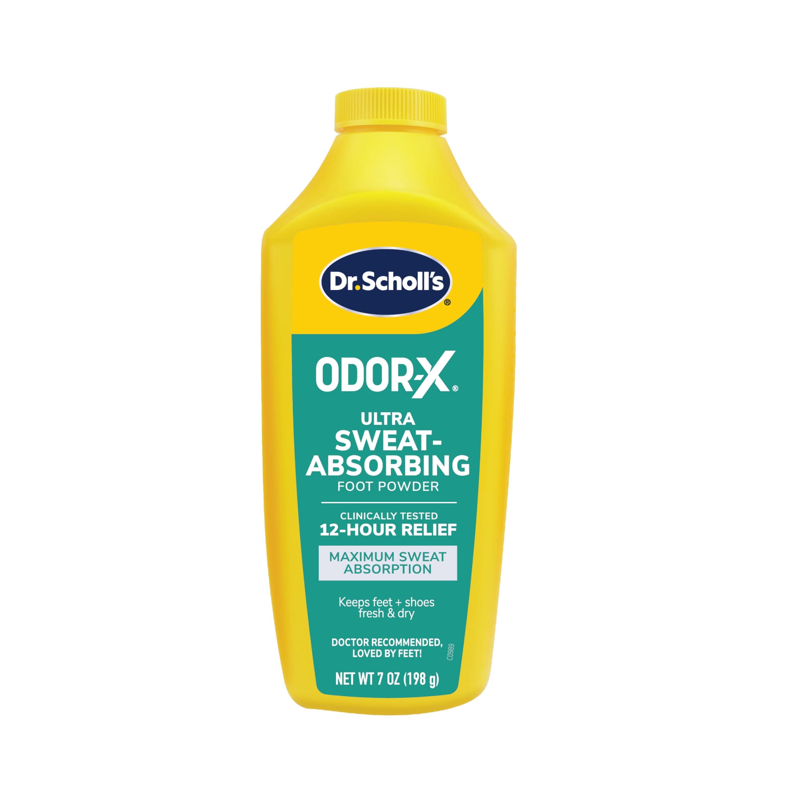 Dr. Scholl's ULTRA-SWEAT ABSORBING FOOT POWDER, 7 oz // Maximum Sweat Absorption - Clinically Tested 12-Hour Relief - Keeps Feet Fresh & Dry Unscented 7 Ounce (Pack of 1)