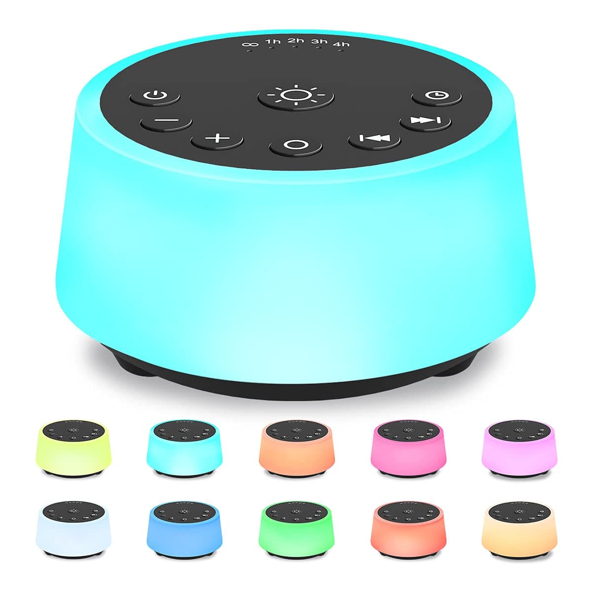 Color Noise Sound Machines with 10 Colors Night Light 25 Soothing Sounds and Sleep White Noise Machine 32 Volume Levels 5 Timers Adjustable Brightness Memory Function for Adults Kids Baby Black