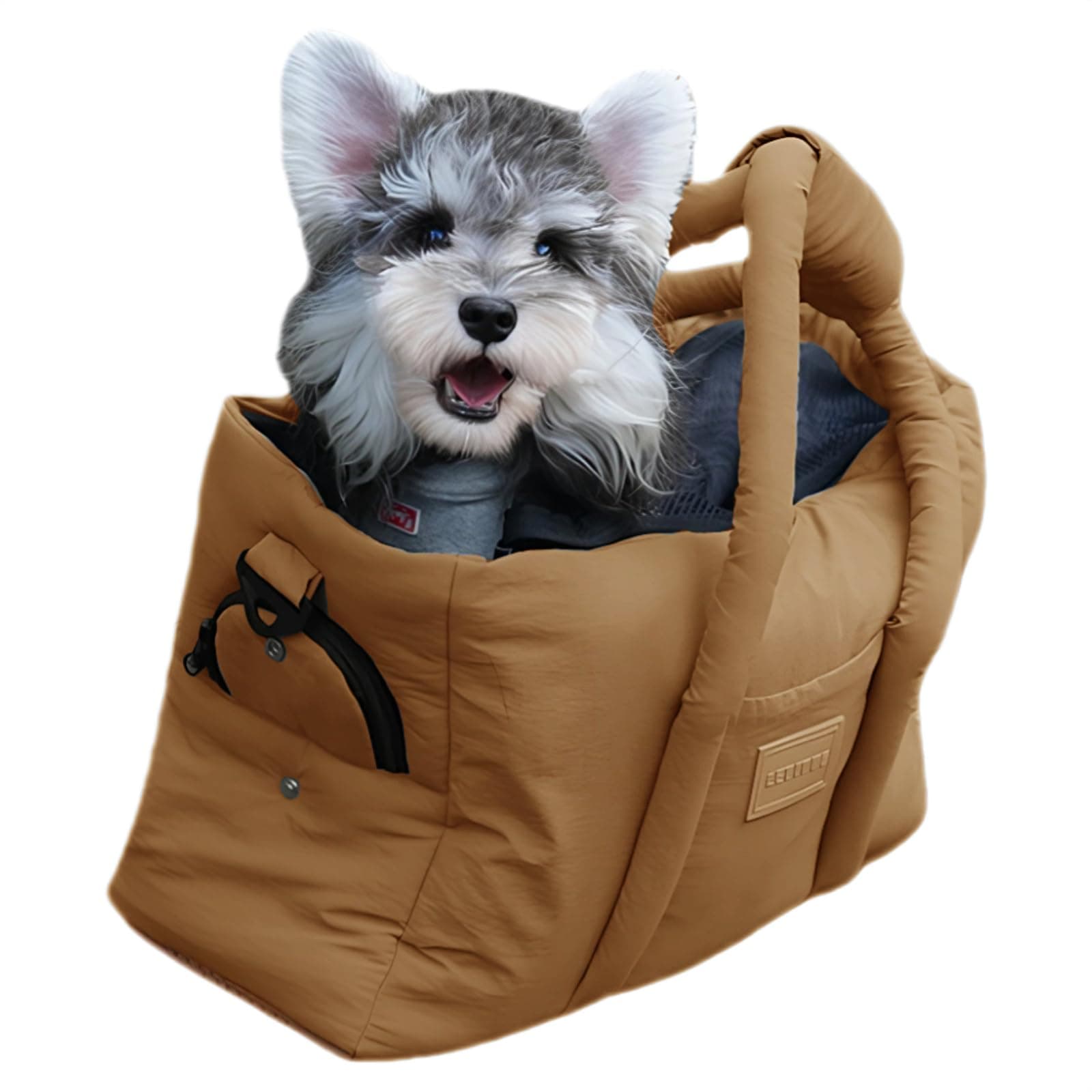 Dog Walking Bag Sling, Dog Carrier Purse with Safety Leash Clip,Warm Soft Sided Pet Carrier Purse for Small Medium Dogs Cats Portable Hands-Free Shoulder Tote for Outdoor Travel (Grayish Green) dark brown