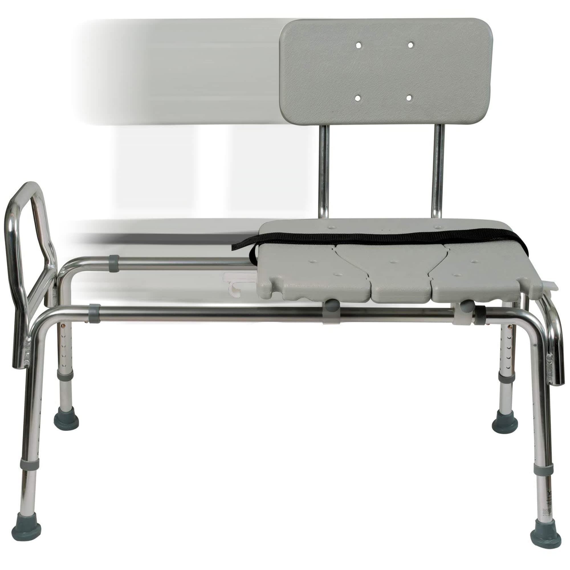 DMI Tub Transfer Bench and Shower Chair with Non Slip Aluminum Body, FSA Eligible, Adjustable Seat Height and Cut Out Access, Holds Weight up to 400 Lbs, Bath and Shower Safety, Transfer Bench Standard Sliding
