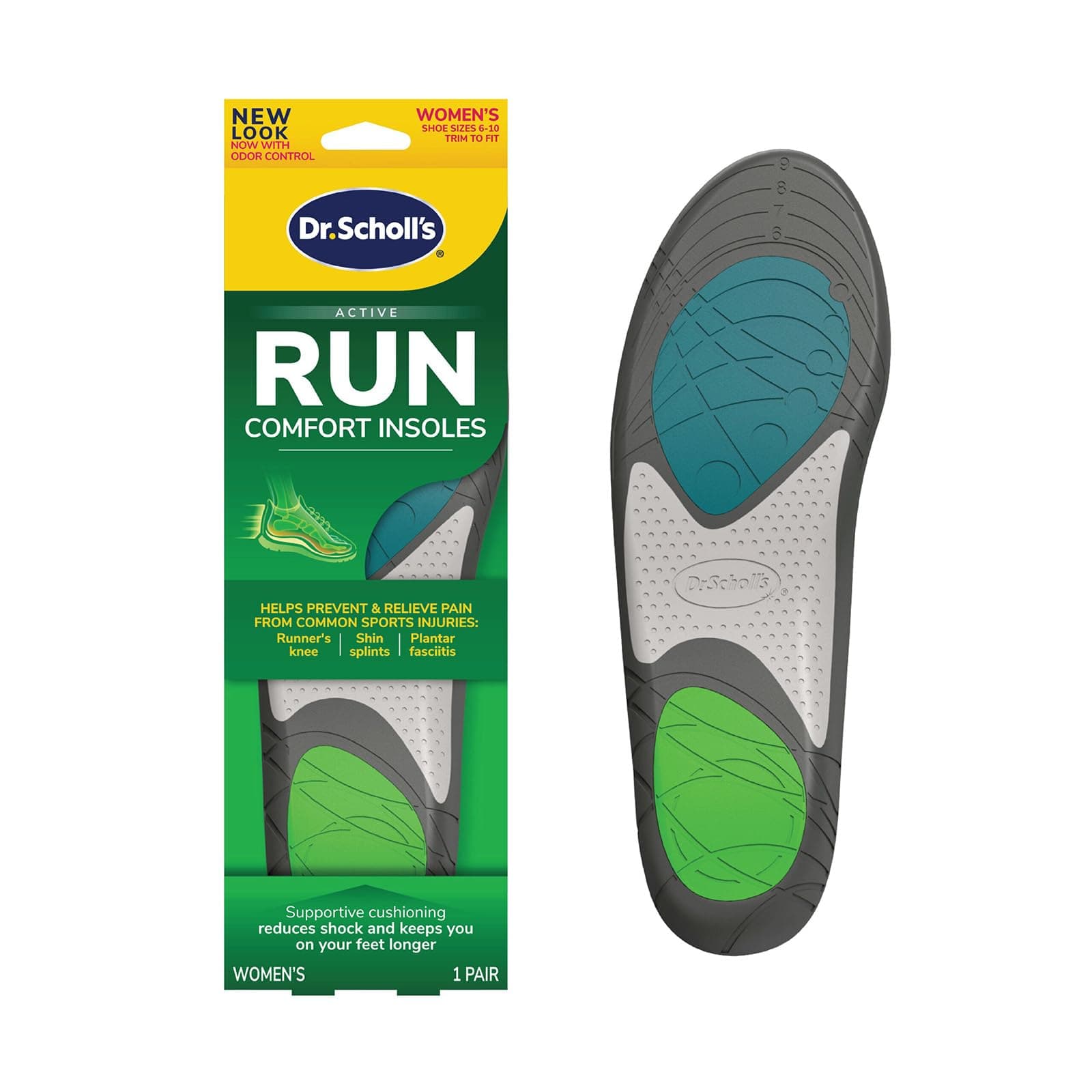 Dr. Scholl's Run Active Comfort Insoles,Trim to Fit Inserts 1 Pair (Pack of 1) Running Women's Solid