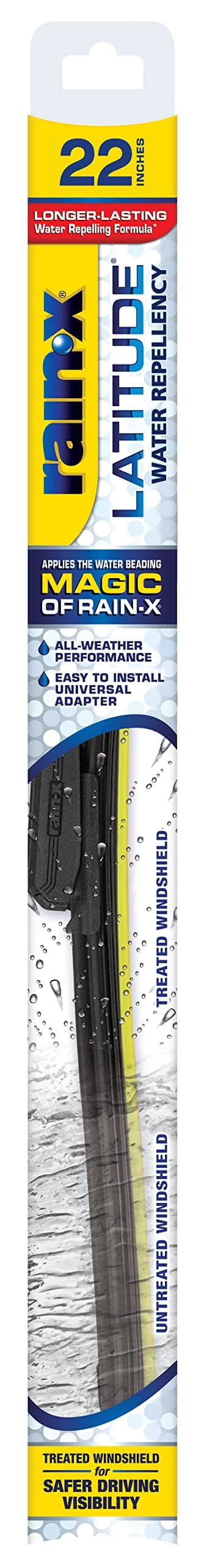 Rain-X 5079279-2 Latitude 2-In-1 Water Repellent Wiper Blades, 22 Inch Windshield Wipers (Pack Of 1), Automotive Replacement Windshield Wiper Blades With Patented Rain-X Water Repellency Formula 22" Latitude