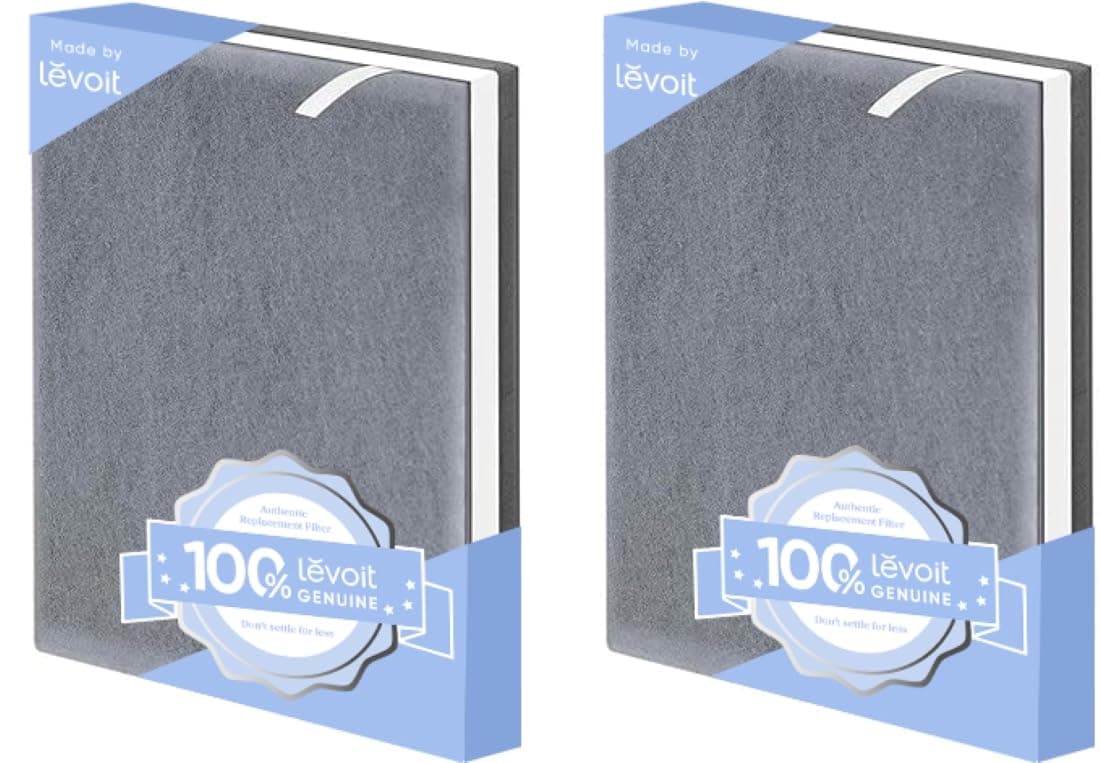 LEVOIT Vital 100 Replacement Filter, Genuine Air Purifier Filter, High-Efficiency Activated Carbon for Removal of Smoke, Odor, Allergens, Pollen,Vital 100-RF, White, 2 Pack