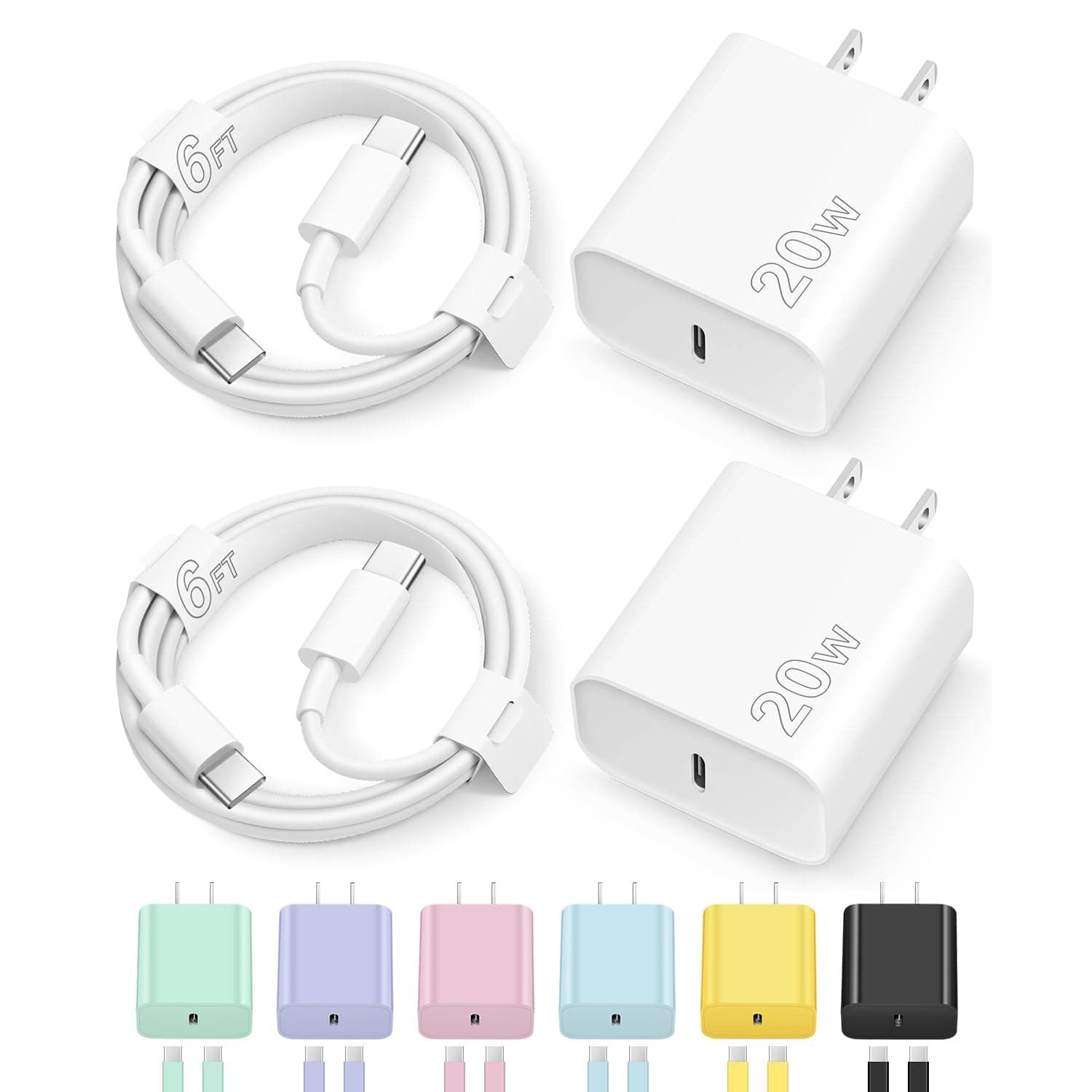 iPhone 17 16 15 Charger Fast Charging Type C Chargers USB C Charger Block iPhone 17 16 15 Air Pro Max Chargers with 6FT Cable for iPhone 17/17 Plus/17 Pro Max/16/16 Plus/16 Pro Max/15 Pro Max/iPad Pro White