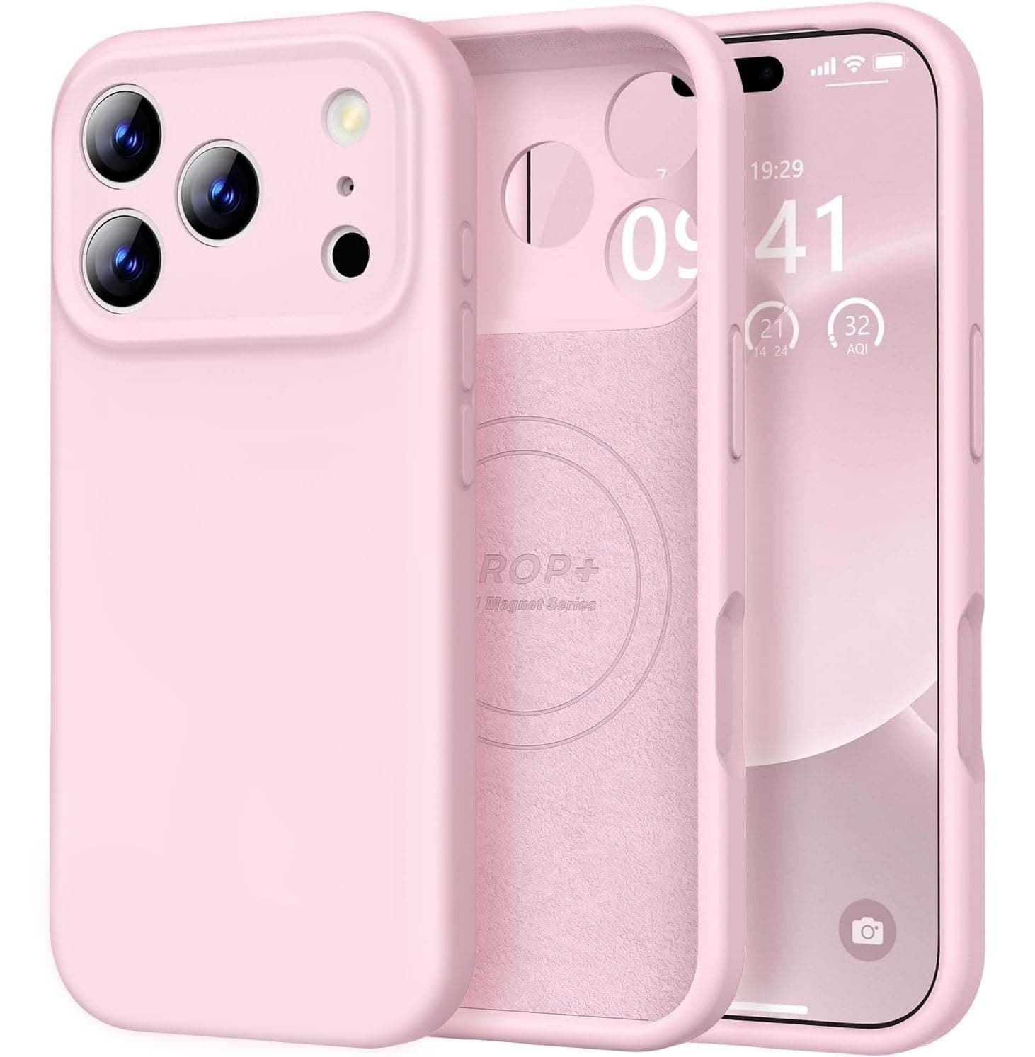 Vooii Magnetic for iPhone 17 Pro Case, Compatible with Magsafe (Premium Liquid Silicone) (Integrated Camera Control Button) Full Body Protective Anti-Scratch Microfiber Lining 6.3", Chalk Pink Chalk Pink iPhone 17 Pro