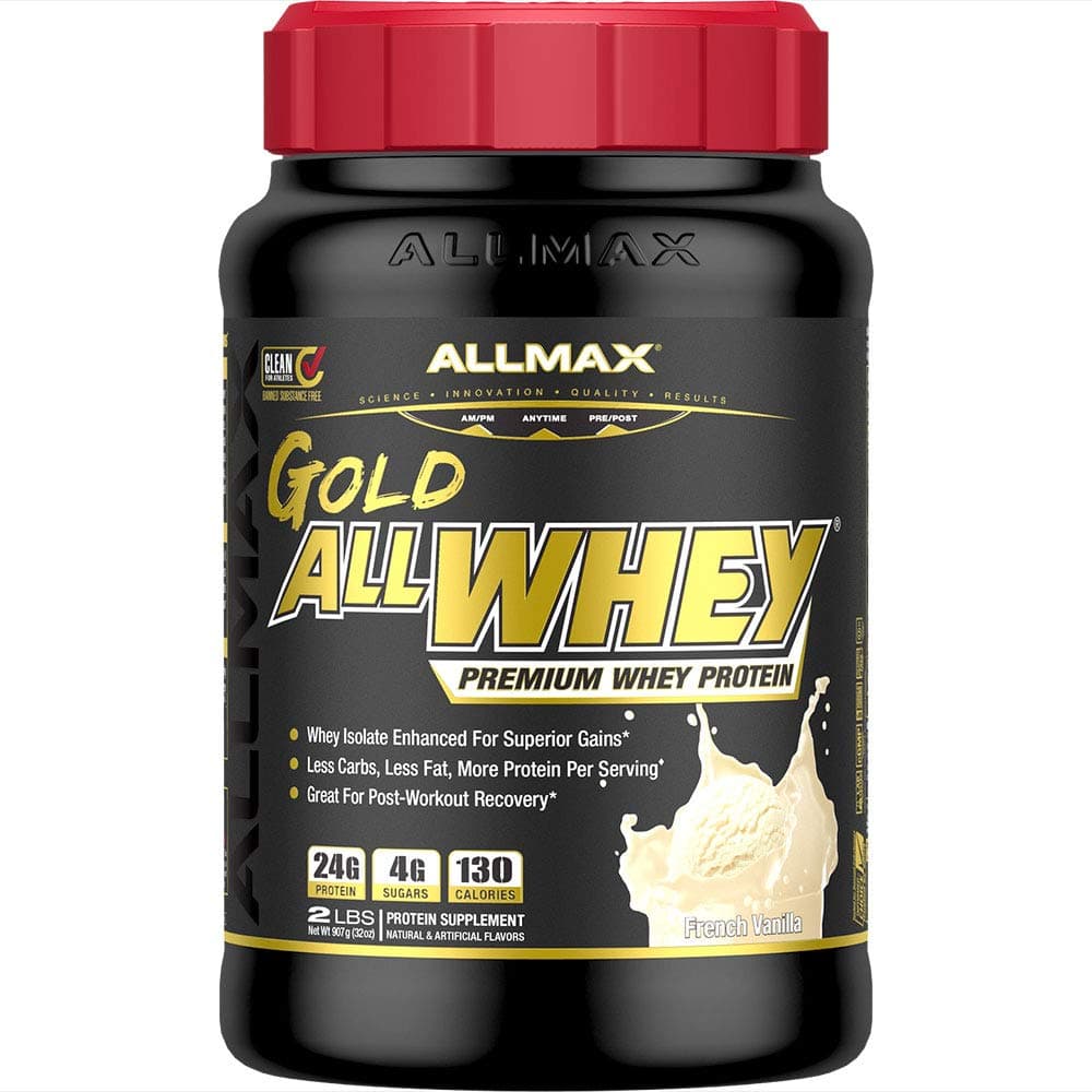 ALLMAX AllMax Nutrition Gold AllWhey Whey Protein Powder – 24g Protein Per Scoop – Gluten Free, Low Carb & Low Sugar (2 Pound, French Vanilla) French Vanilla 2 Pound (Pack of 1)
