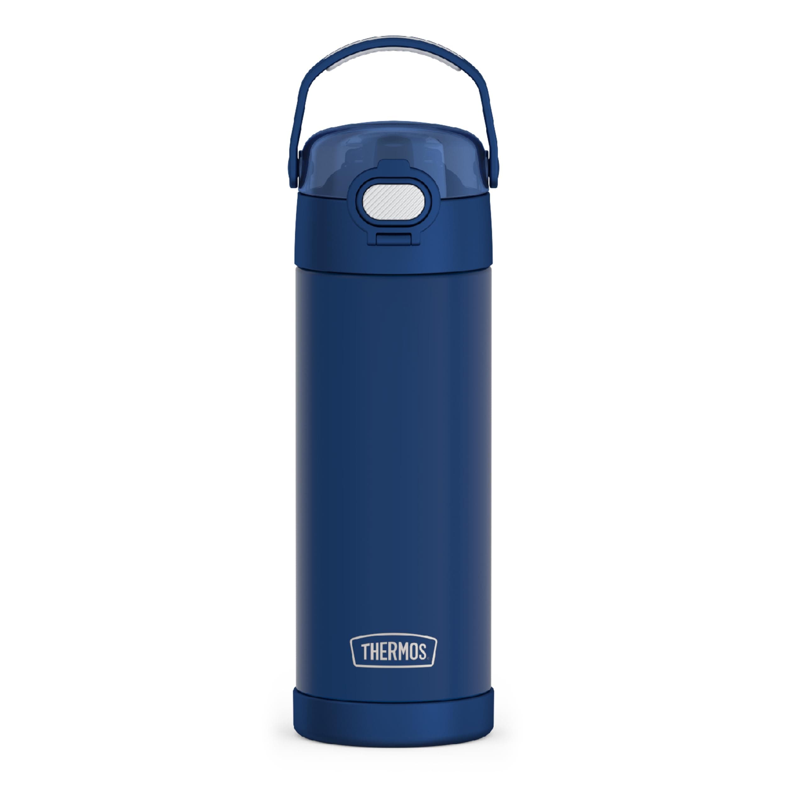 THERMOS FUNTAINER 16 Ounce Stainless Steel Vacuum Insulated Bottle with Wide Spout Lid, Navy 16 Ounces Navy