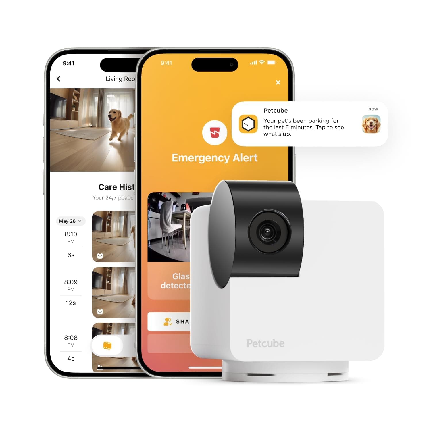 Petcube Cam 360 Camera Interactive WiFi Pet and Home Security Pan-Tilt Camera with Phone App, 1080p HD Video, 360° Rotation, Night Vision, AI Alerts Cam 360 – Camera Only
