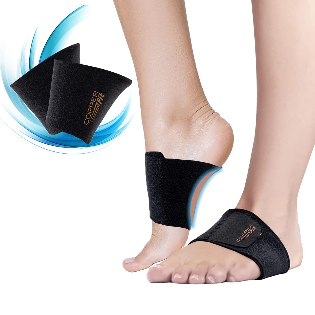Copper Fit CFACBP Health Unisex Arch Relief Plus with Built-In Orthotic Support, Black Black Relief