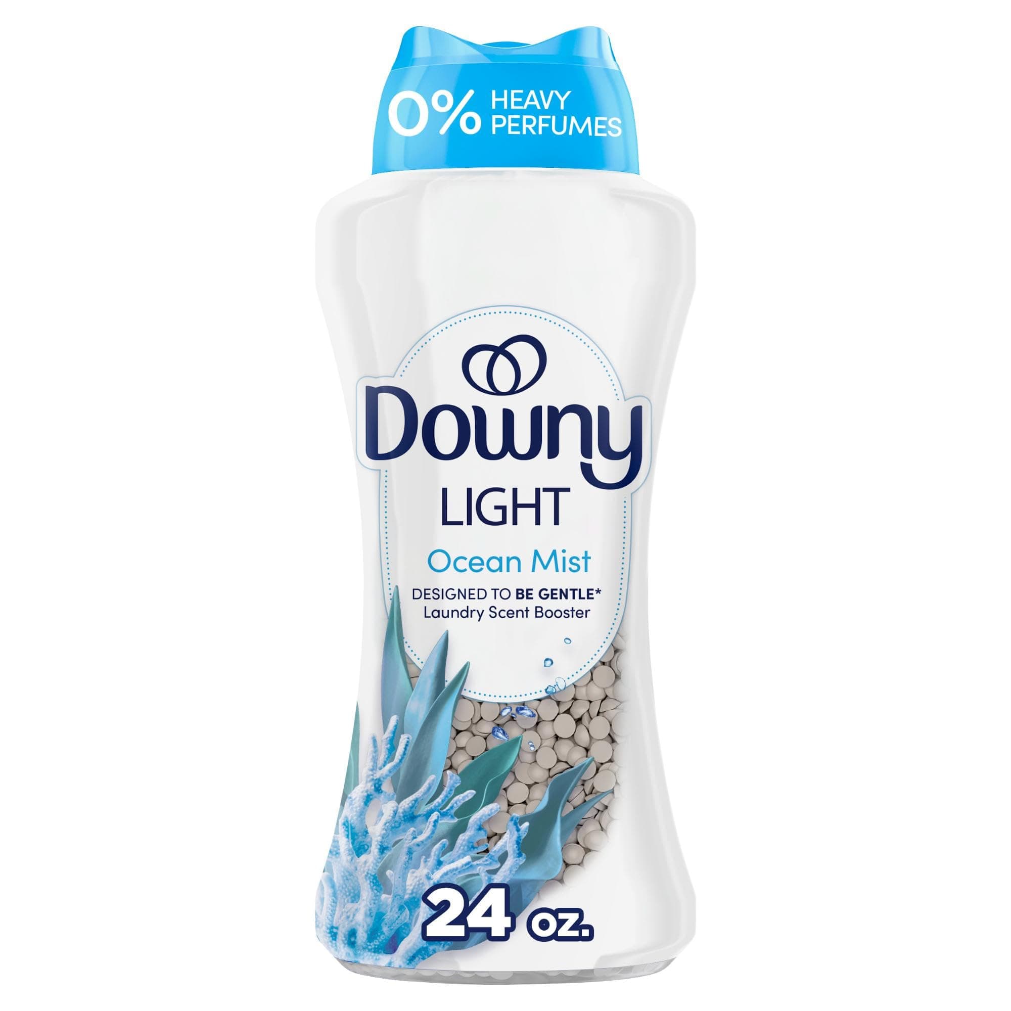 Downy Light Laundry Scent Booster Beads, Ocean Mist Scent, 24 OZ, In-wash fabric beads designed to be gentle with a light boost of scent, No Heavy Perfumes Ocean Mist 24 Ounce (Pack of 1)