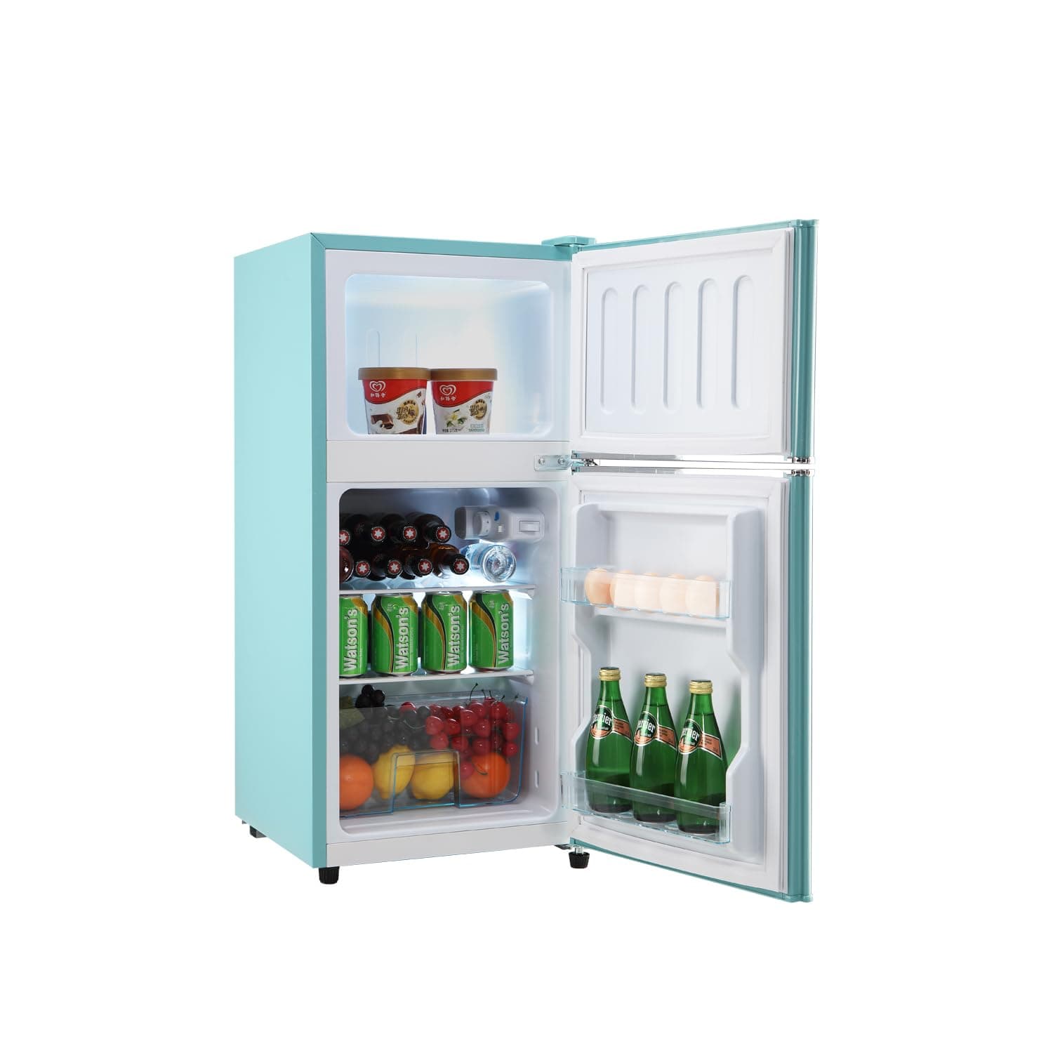 Fridge with Freezer, 3.2 Cu Ft Refrigerator, 2 Doors Refrigerator, Low noise, Energy-efficient, for Apartment, Dorm, Kitchens, Office and Bedroom,Blue