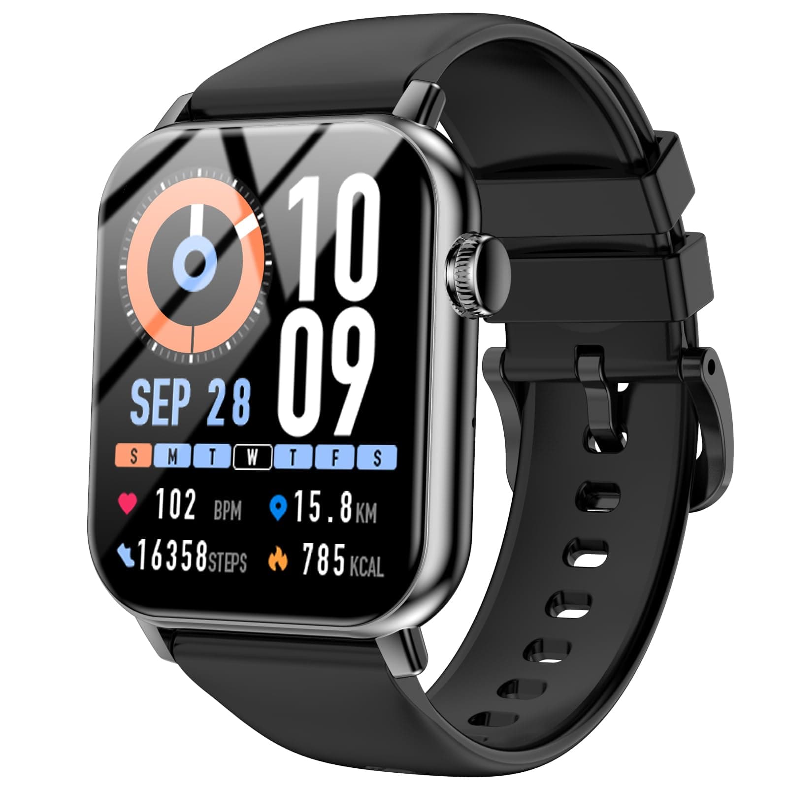 Smart Watches for Men Women, 1.83" HD Touchscreen Fitness Tracker with Bluetooth Calls, IP68 Waterproof, 120+ Sport Modes, 7-Day Battery, 24/7 Heart Rate & Sleep Monitor for iPhone Android iOS (Black)