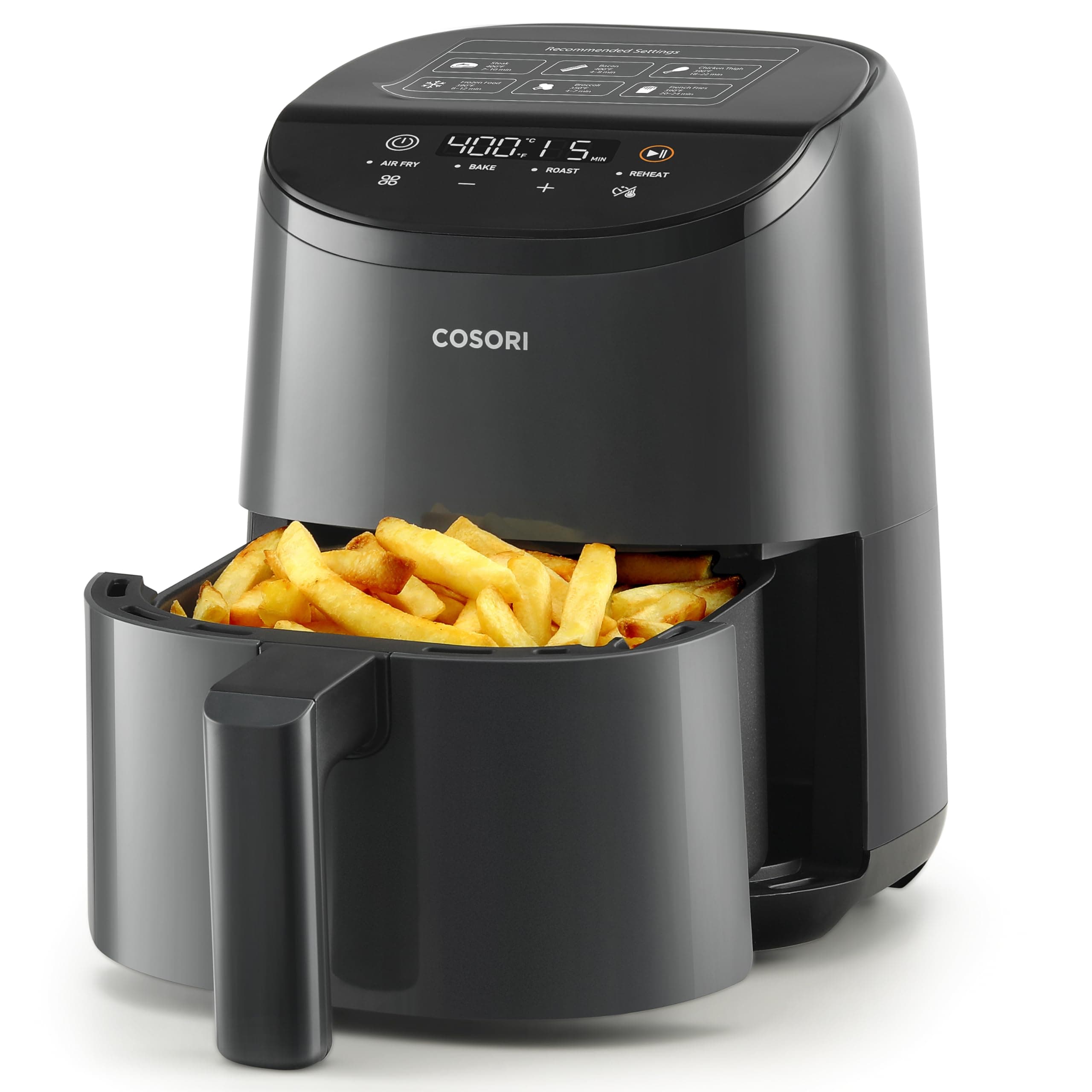 COSORI Air Fryer 2.1 QT, Small & Mini 4-in-1 airfryer Ideal for Simple Meals and Snack, Easy to Leftover Food to Crispy, Up to 97% Less Oil, 30 In-App Recipes, Nonstick & Dishwasher-Safe Basket Grey 2.1 QT