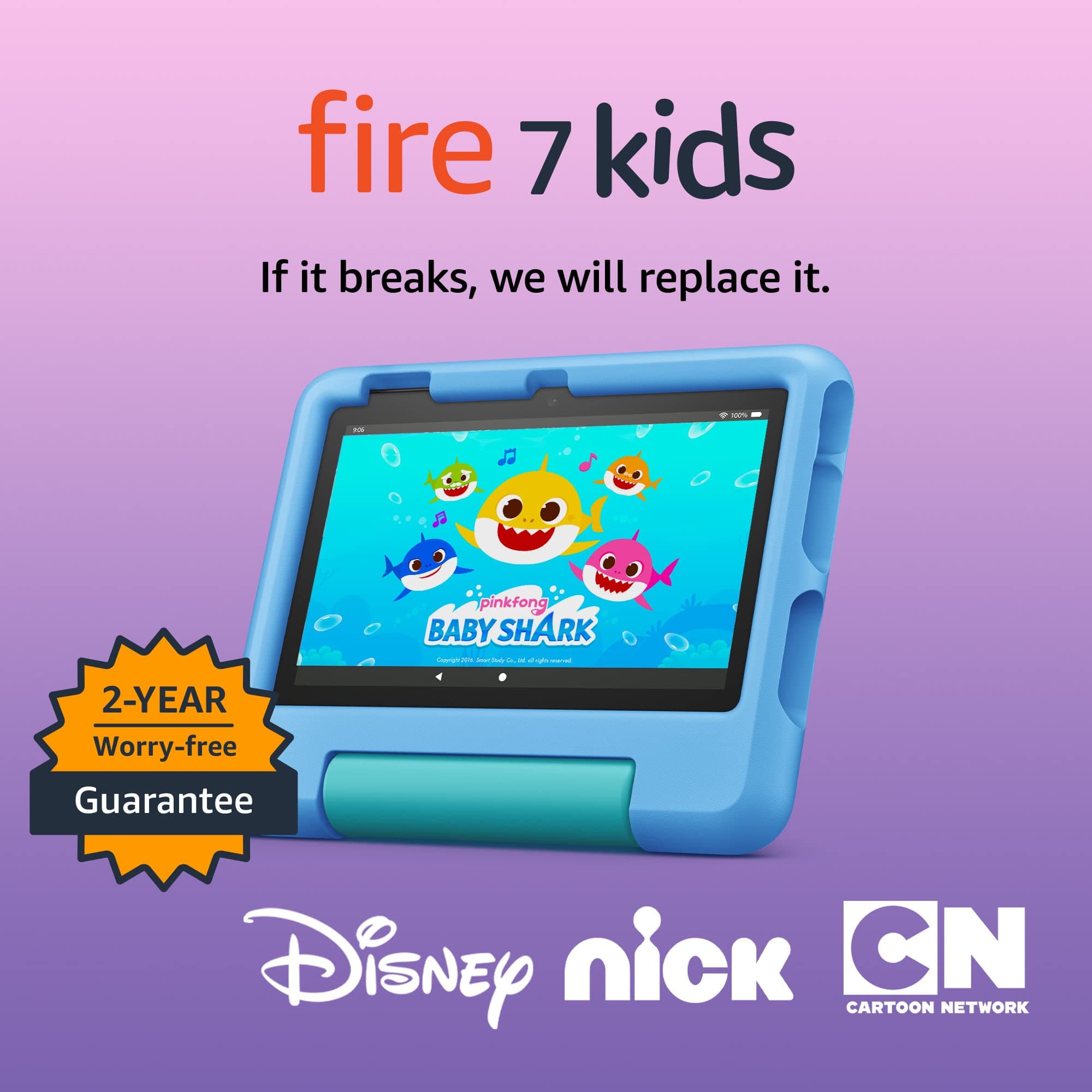 Amazon Fire 7 Kids tablet, ages 3-7. Top-selling 7" kids tablet on Amazon. Includes ad-free and exclusive content, easy parental controls, 10-hr battery, 16 GB, Blue 16 GB Blue 1-year Amazon Kids+