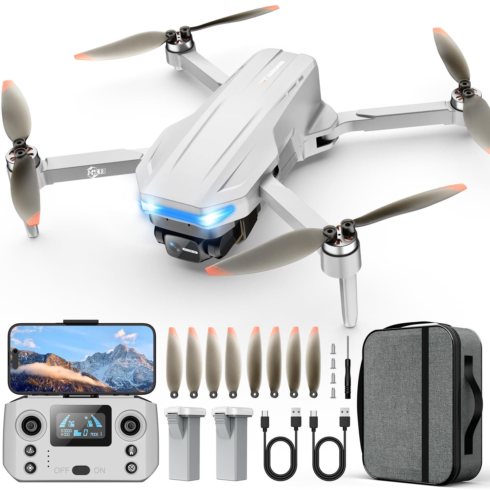 Drones with Camera for Adults 4K, GPS Auto Return, Waypoint Flight, Orbit Fly, GPS Follow, Gesture Control, Foldable Drone with Brushless Motor, 249g Light, 48 Mins Flight Time with 2 Batteries Gray
