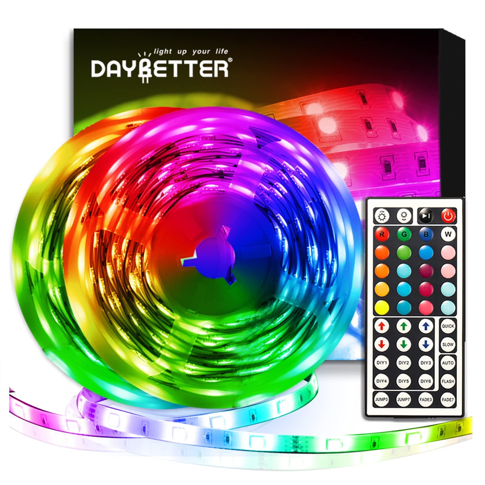 ‎DAYBETTER DAYBETTER Led Strip Lights 32.8ft Kit with Remote and Power Supply Color Changing 32.8 ft