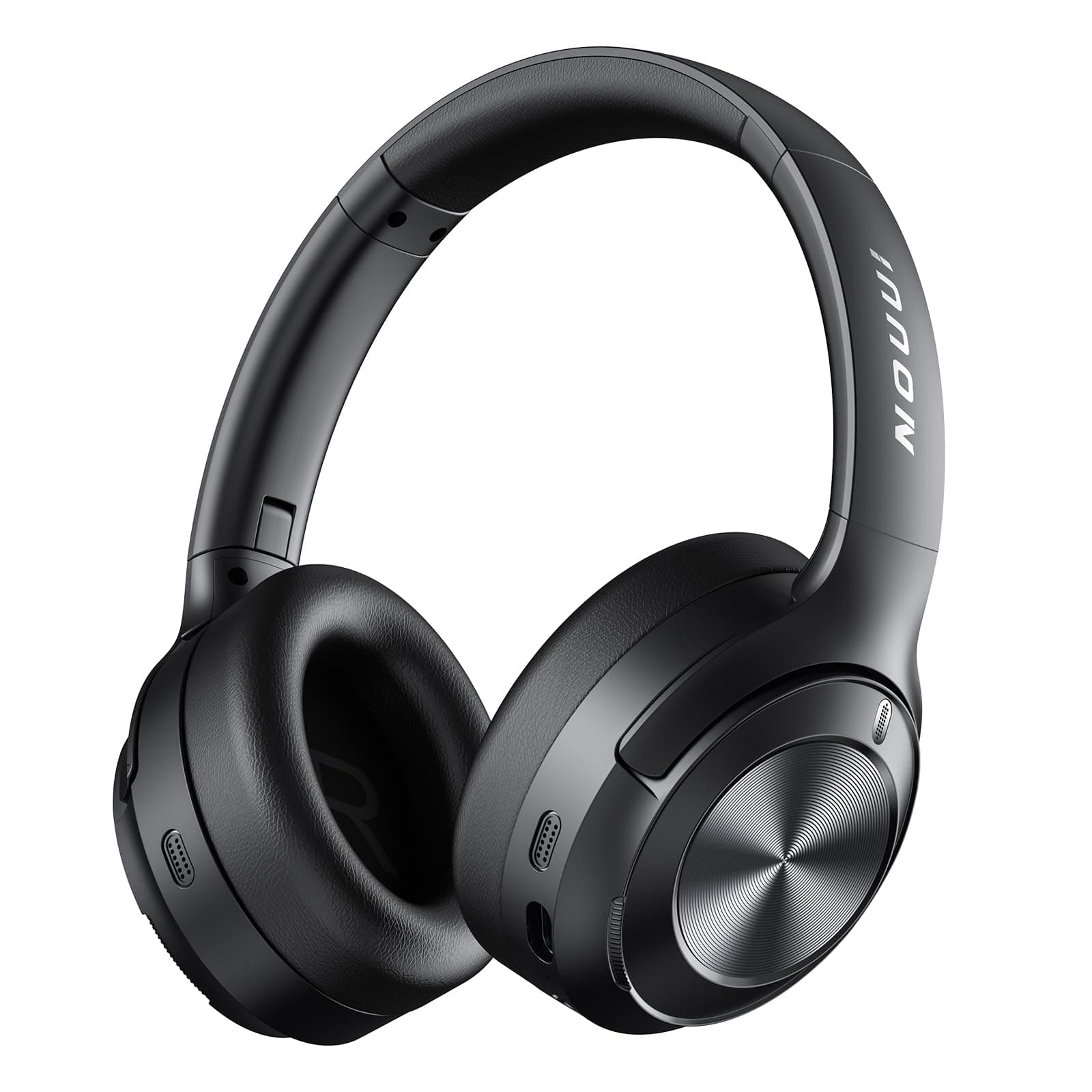 NOUUI Hybrid Active Noise Cancelling Headphones, Wireless Bluetooth Headphones with Hi-Res Audio, Deep Bass, Transparent Mode, 70H Playtime Over Ear Bluetooth Headset with Fast Charging for Travel/Office/PC Black