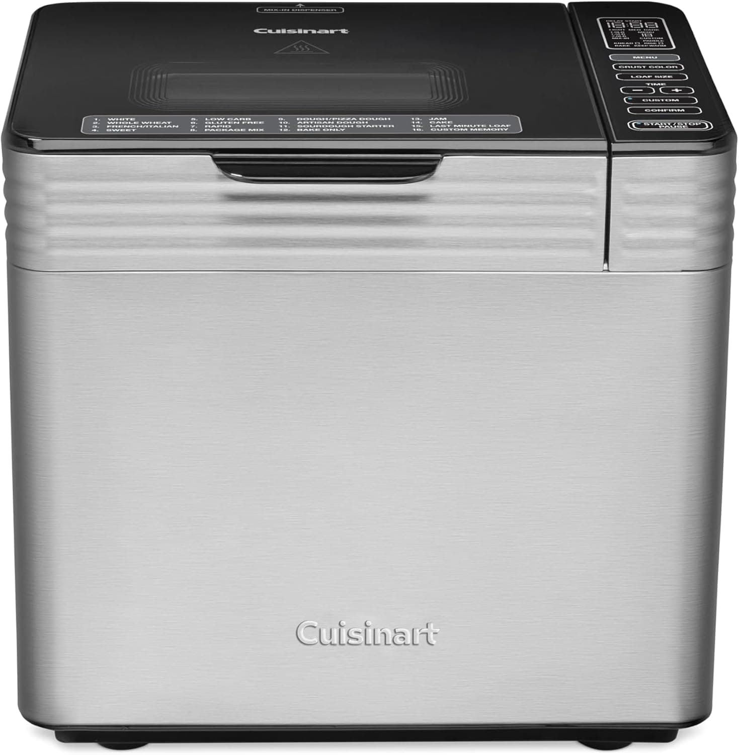 Cuisinart Bread Maker Machine, Stainless Steel Convection Bread Machine with 16 Menu Options, 3 Loaf Sizes Up to 2 Lb., 3 Crust Colors, Includes Measuring Cup, Spoon & Kneading Hook, CBK-210 Convection Machine