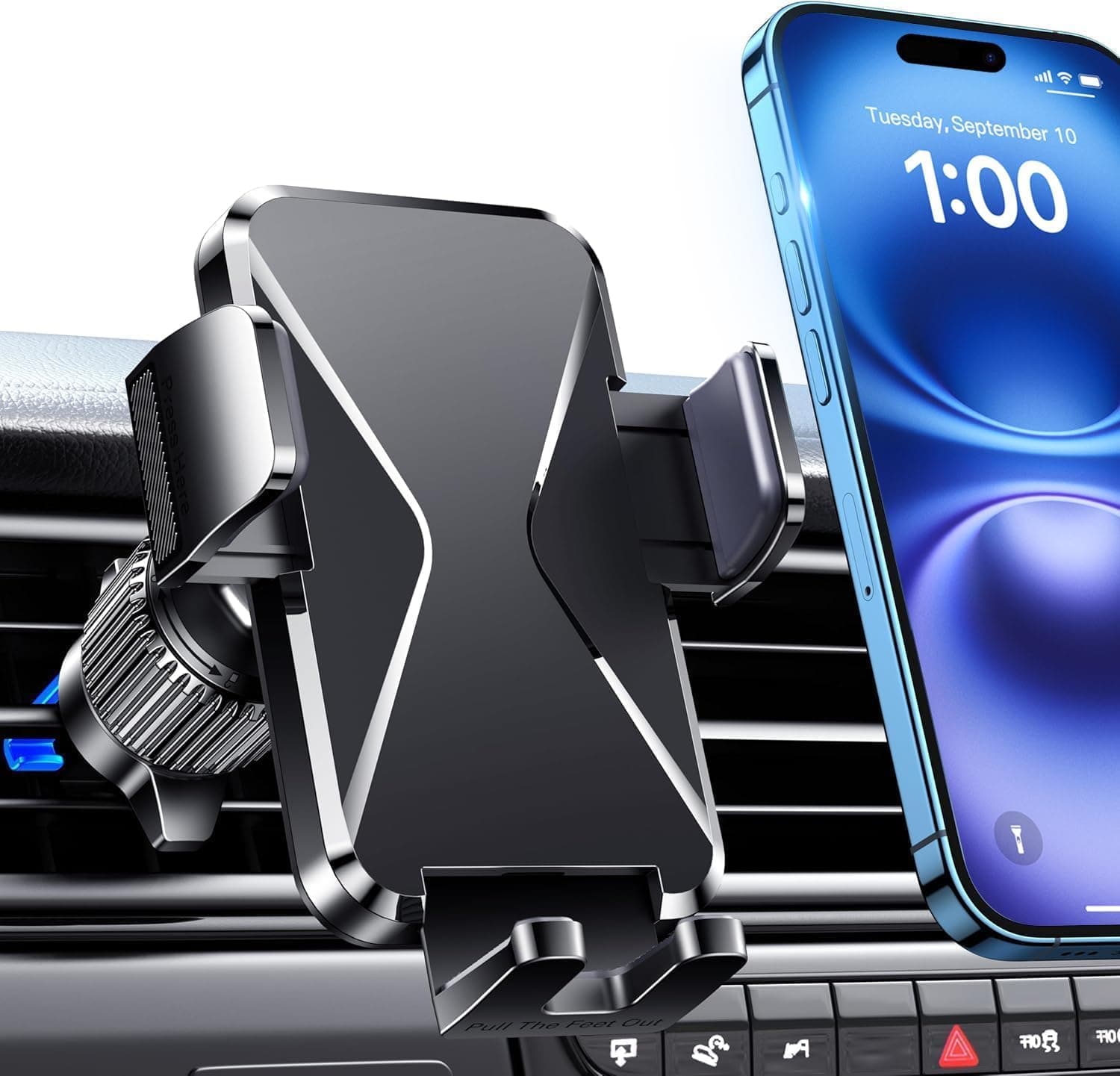 Qifutan Cell Phone Holder [Never Fall Upgrade Clip] Phone Holder Car Automobile Air Vent Hands Free for Car Fit Car Phone Holder Mount for All for iPhone Android Smartphone Air Vent-Upgrade Clip