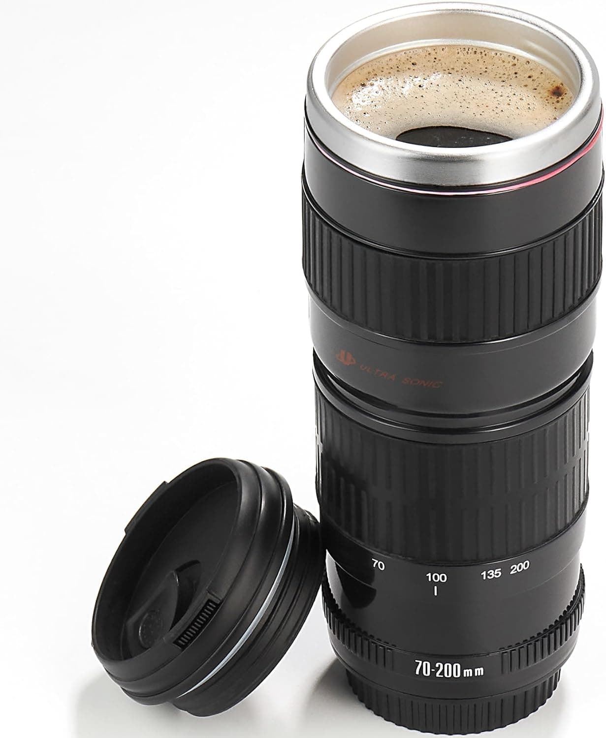 Camera Lens Coffee Mug with Slider Lid - Perfect Photographer Gifts for Men and Women, Unique Gifts for Photography Enthusiasts and Shutterbug Friends! 70-200 Lens Mug