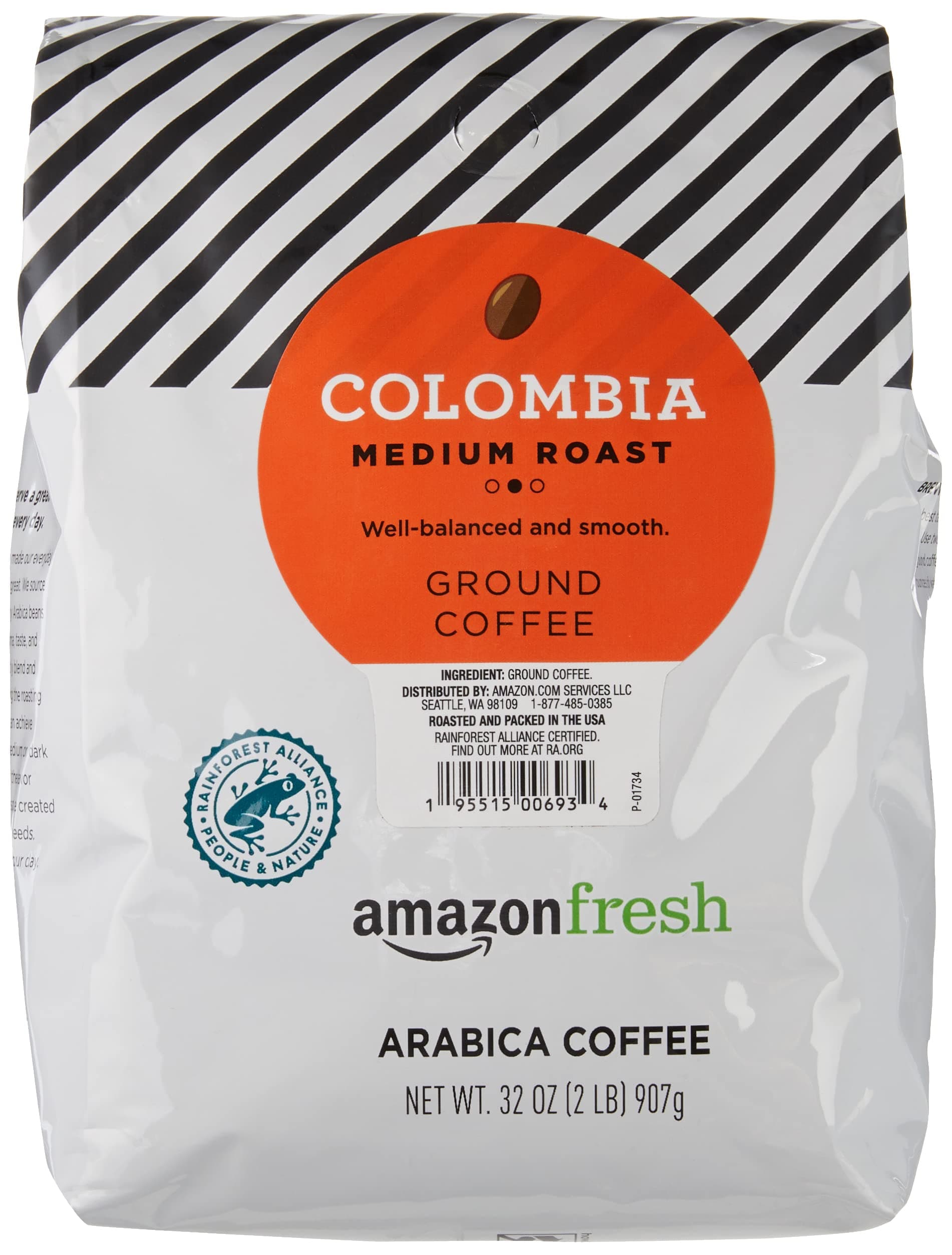 Amazon Fresh, Colombia Ground Coffee, Medium Roast, 32 Oz Colombia, Medium Roast 32 Ounce (Pack of 1)