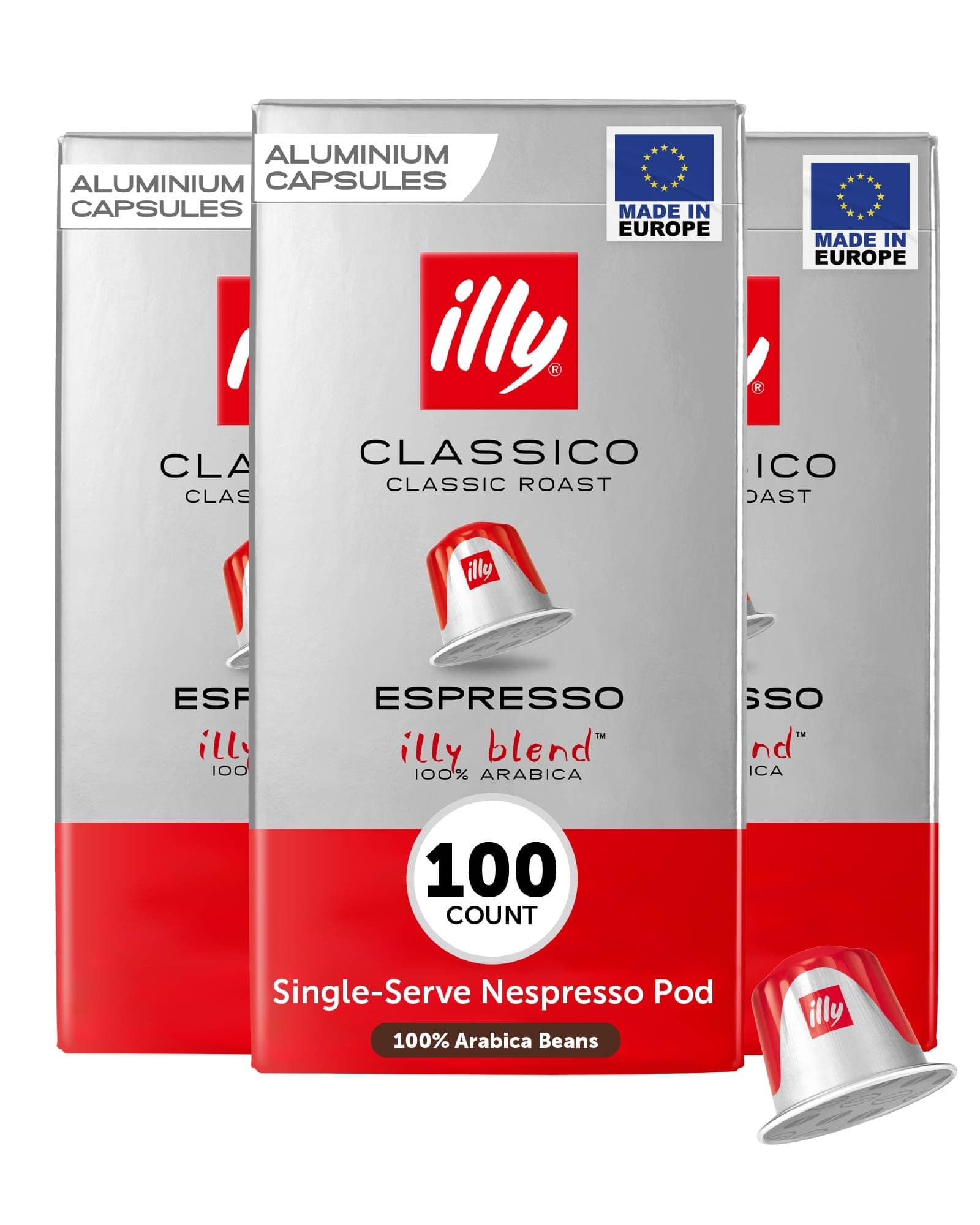 illy Aluminum Espresso Capsules - Compatible with Nespresso Machines - Classico Medium Roast Coffee - Mild & Balanced - Notes of Caramel, Orange Blossom & Jasmine Single Serve Capsules - 10 Count (Pack of 10) Classico Medium Roast 10 Count (Pack of 10)