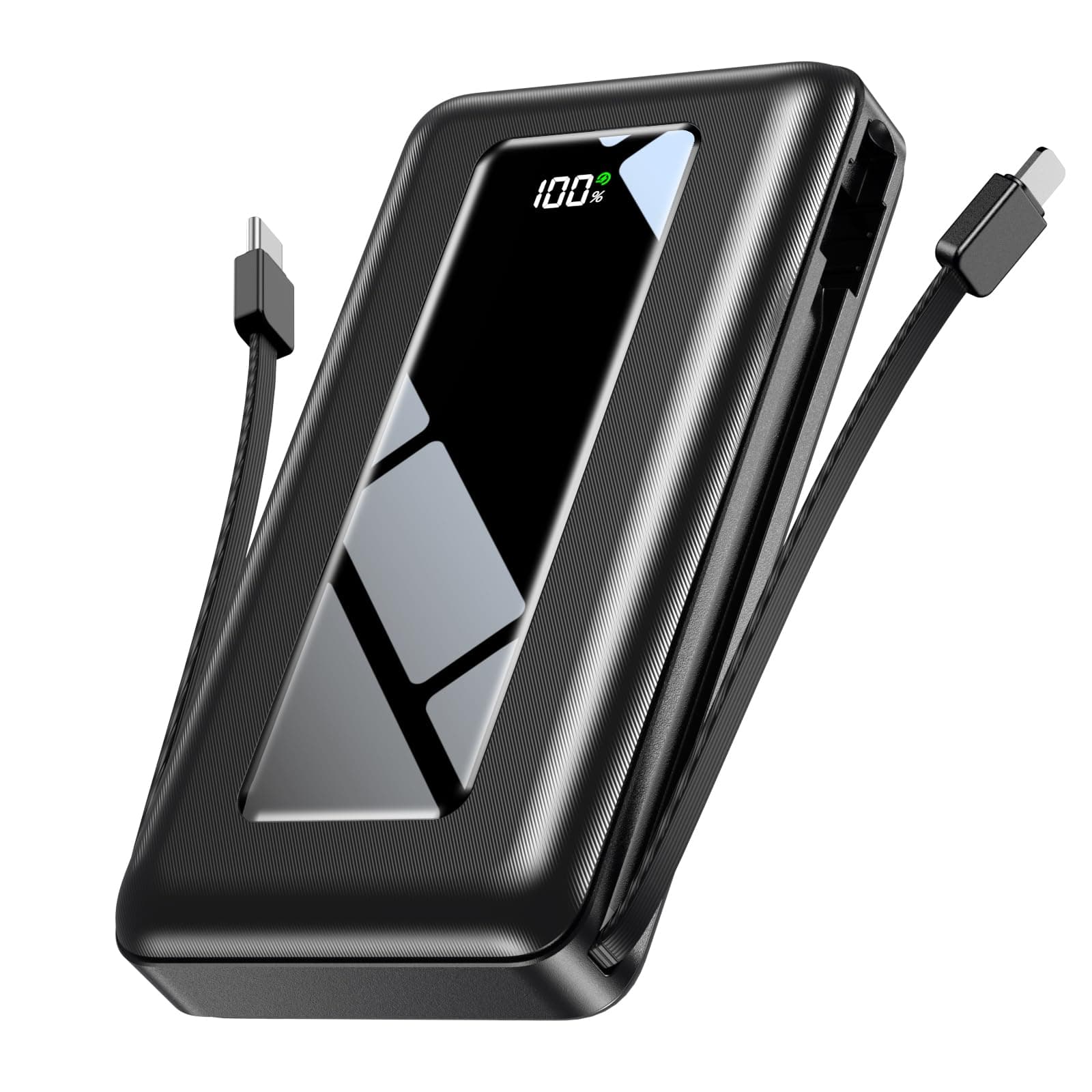 Portable Charger Power Bank, 50000mAh Battery Pack with Built-in Cables, PD 22.5W Fast Charging & Flashlight, Travel Camping Essential, Large Capacity Portable Phone Charger for iPhone, Samsung, iPad Black