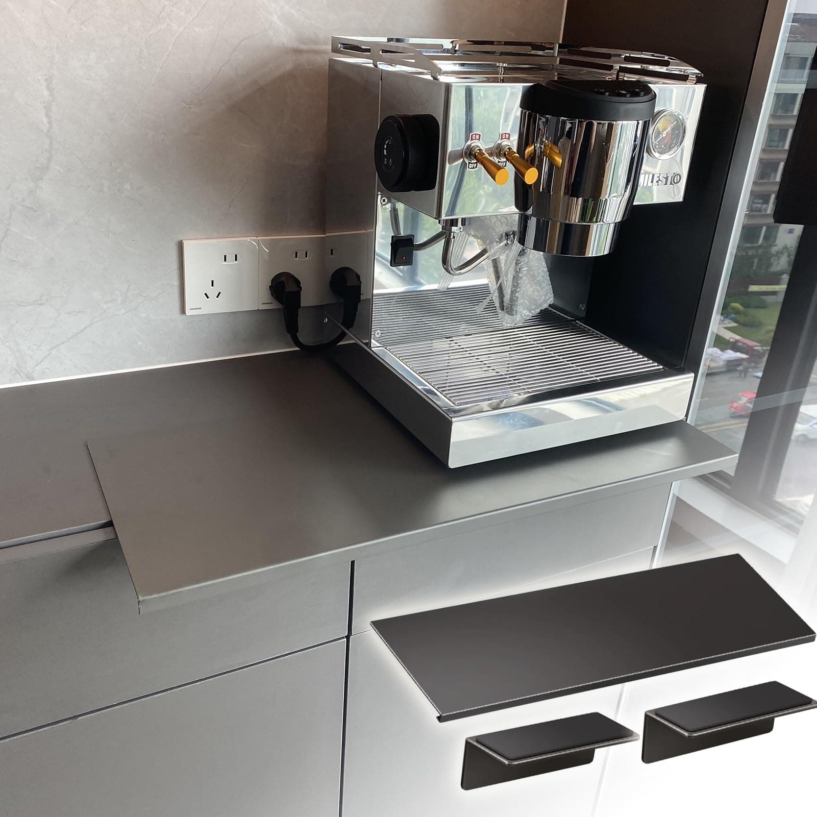 Multifunctional Countertop/Window Ledge Extender for Living Room/Balcony, Cat Window Perch Adjustable, Removable Window Sill Plant Shelf(Grey,L x W-50x25cm(19 3/4 x 9 7/8")) L x W-50x25cm(19 3/4 x 9 7/8") Grey