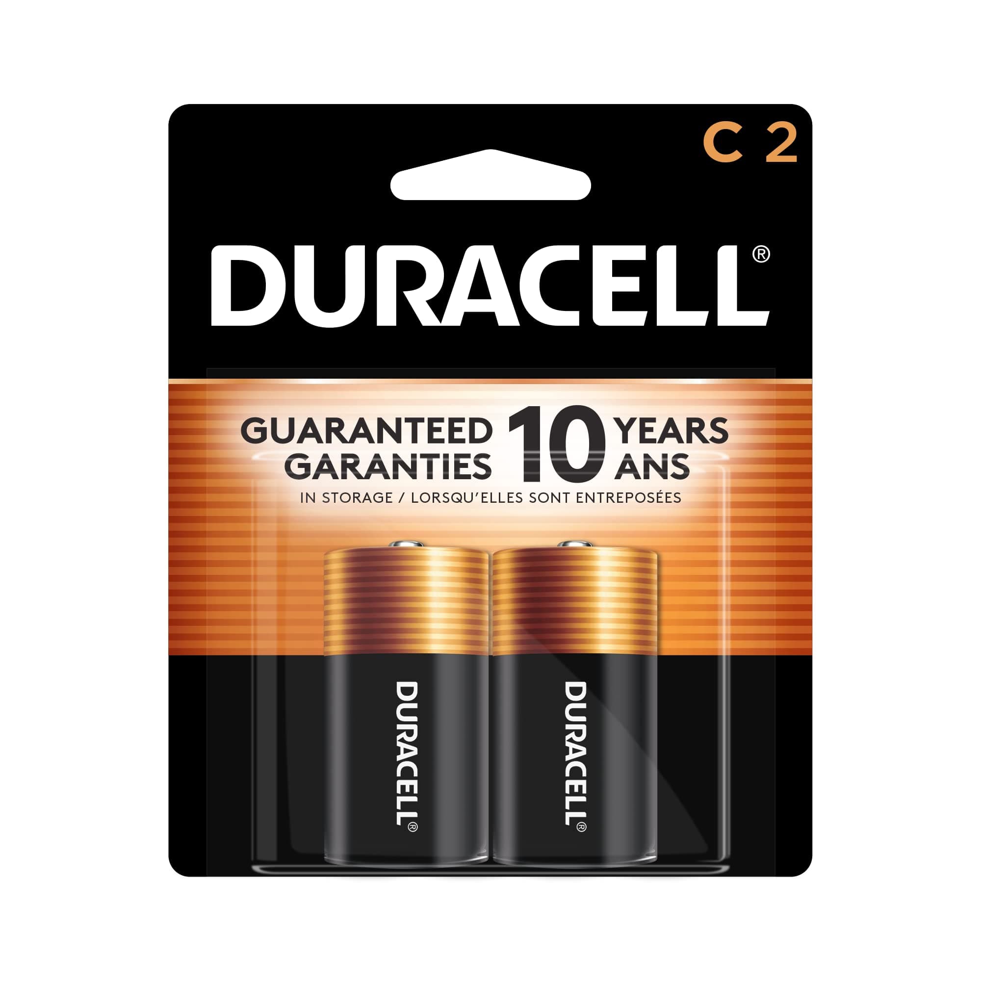 Duracell Coppertop C Batteries, 2 Count Pack, C Battery with Long-lasting Power, All-Purpose Alkaline C Battery for Household and Office Devices 2 Count (Pack of 1)