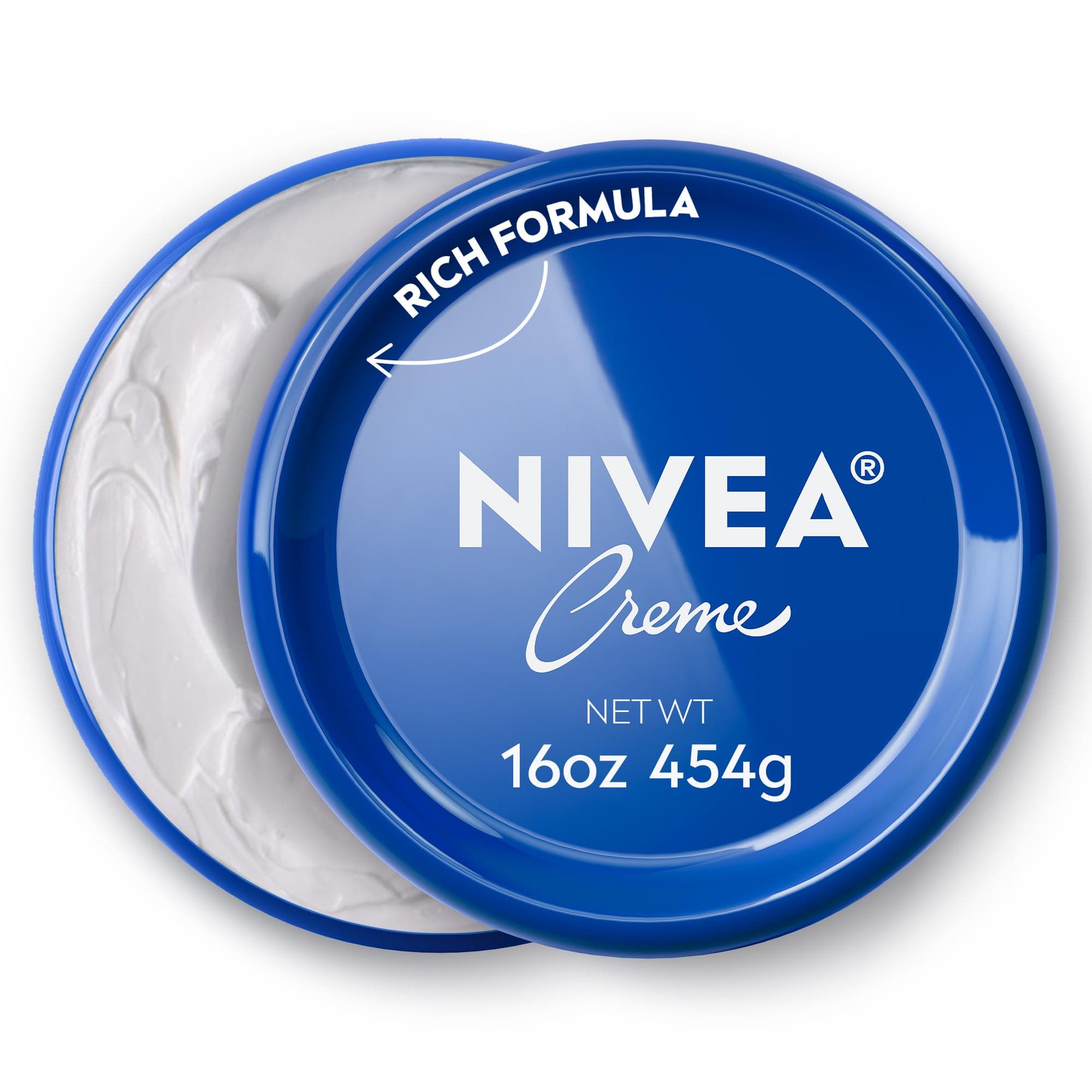 Nivea Creme Face, Hand and Body Moisturizer Cream, Rich Body Cream for Dry Skin with Provitamin B5, Fast-Absorbing and Non-Comedogenic, For Daily Use on All Skin Types, 16 Oz Jar Creme Body
