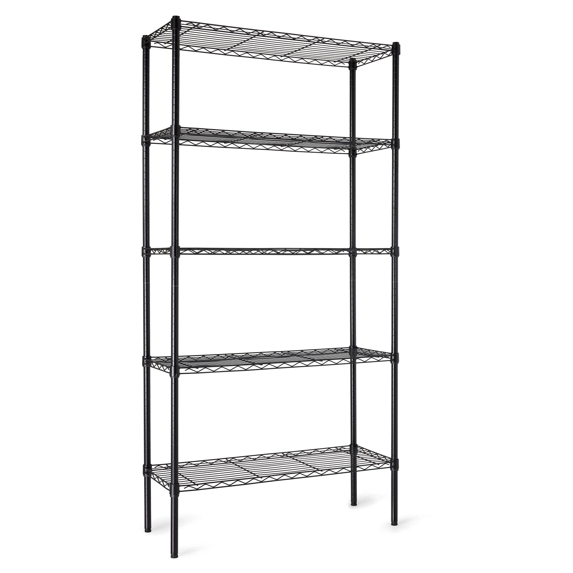 Amazon Basics 5-Shelf Adjustable Heavy Duty Steel Wire Rack Storage Shelving Organizer for Kitchen, Garage, 36" L x 14" W x 72" H, Black 5-Shelf Black