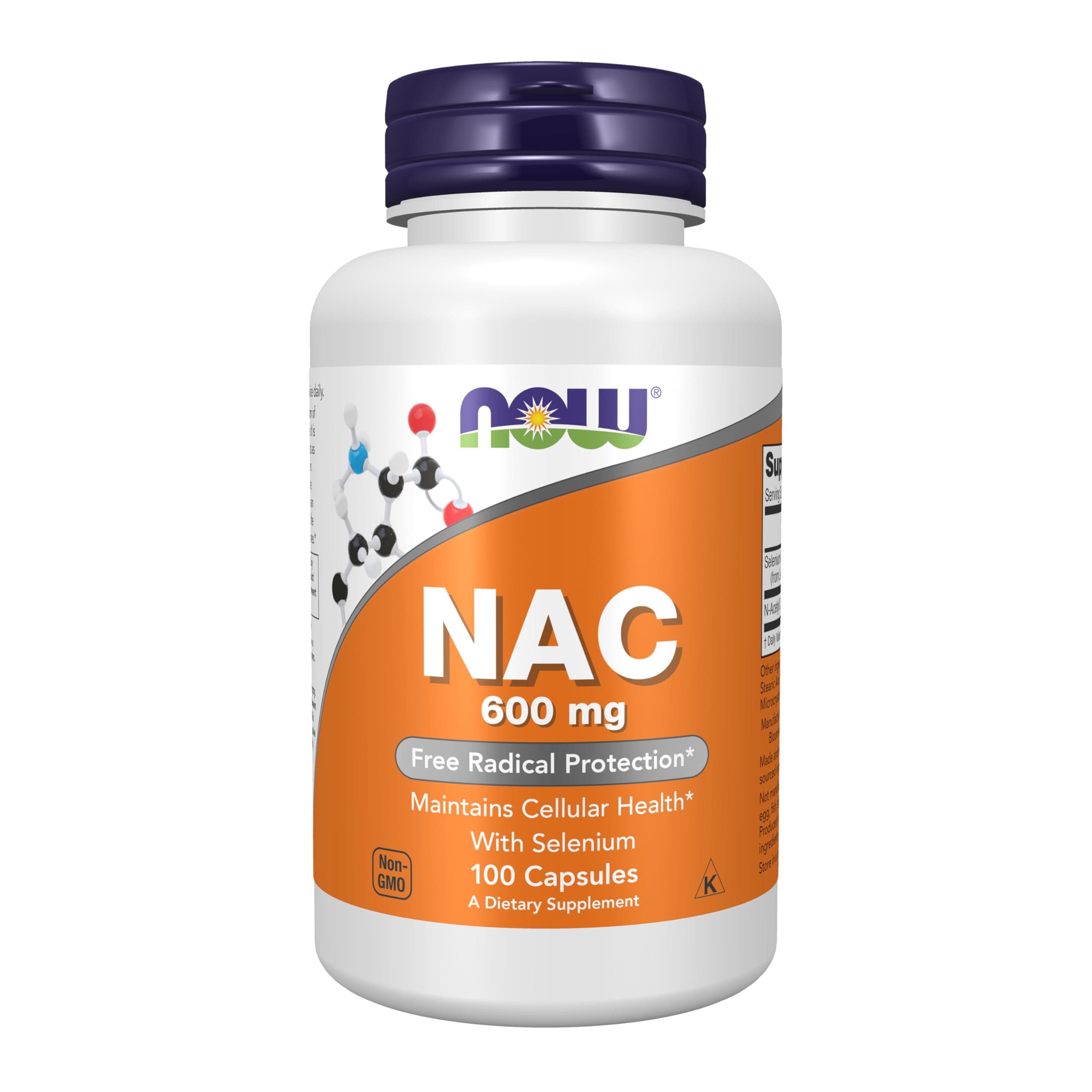 NOW Supplements, NAC (N-Acetyl Cysteine) 600 mg with Selenium 100 Capsules 100 Count (Pack of 1) Supplements