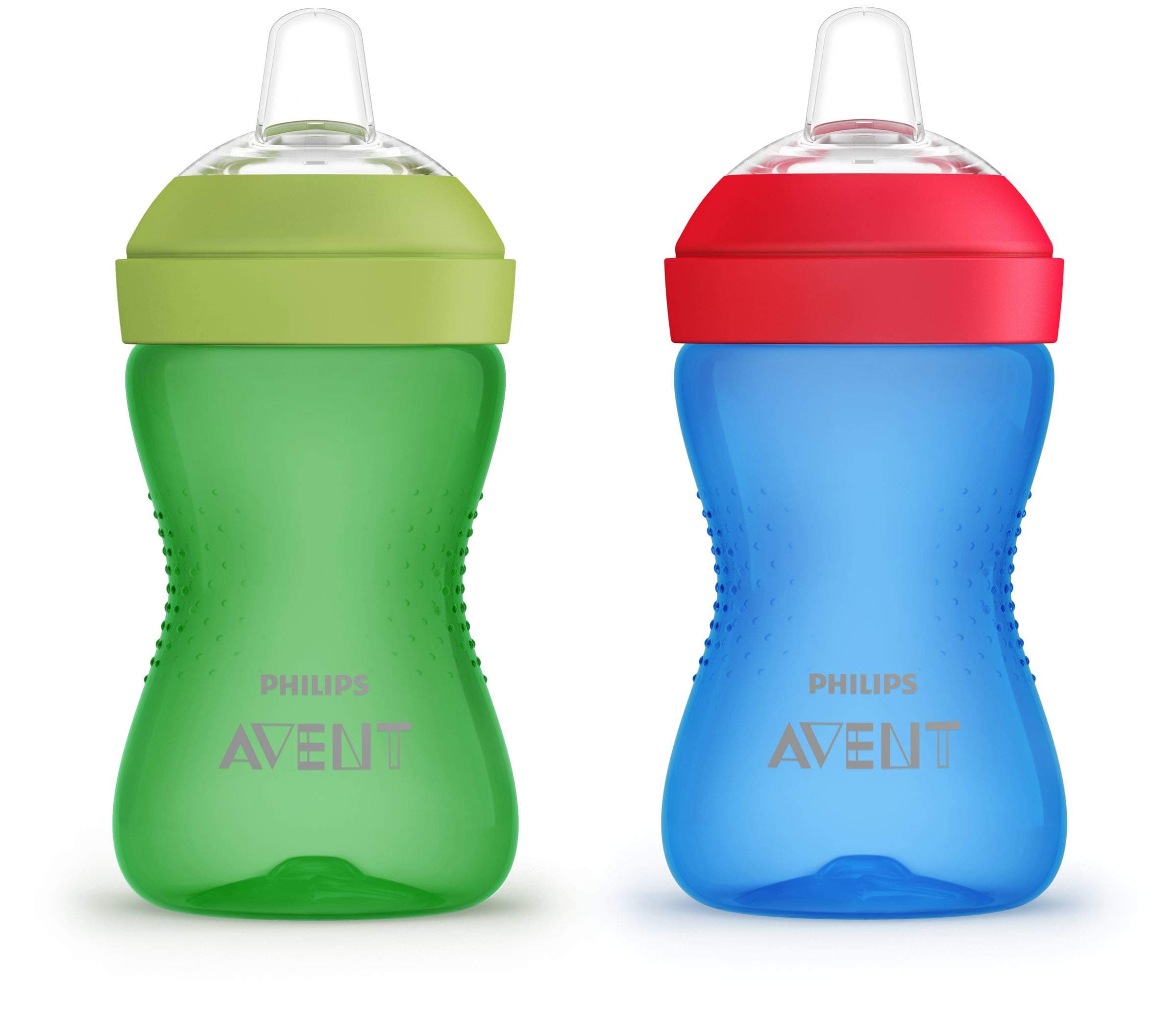AVENT Philips Spout Sippy Cup with Soft Spout and Leak-Proof Design, Blue/Green, 10oz, 2pk, SCF801/21 Grippy Spout Sippy Cup 10 Ounce Blue/Green