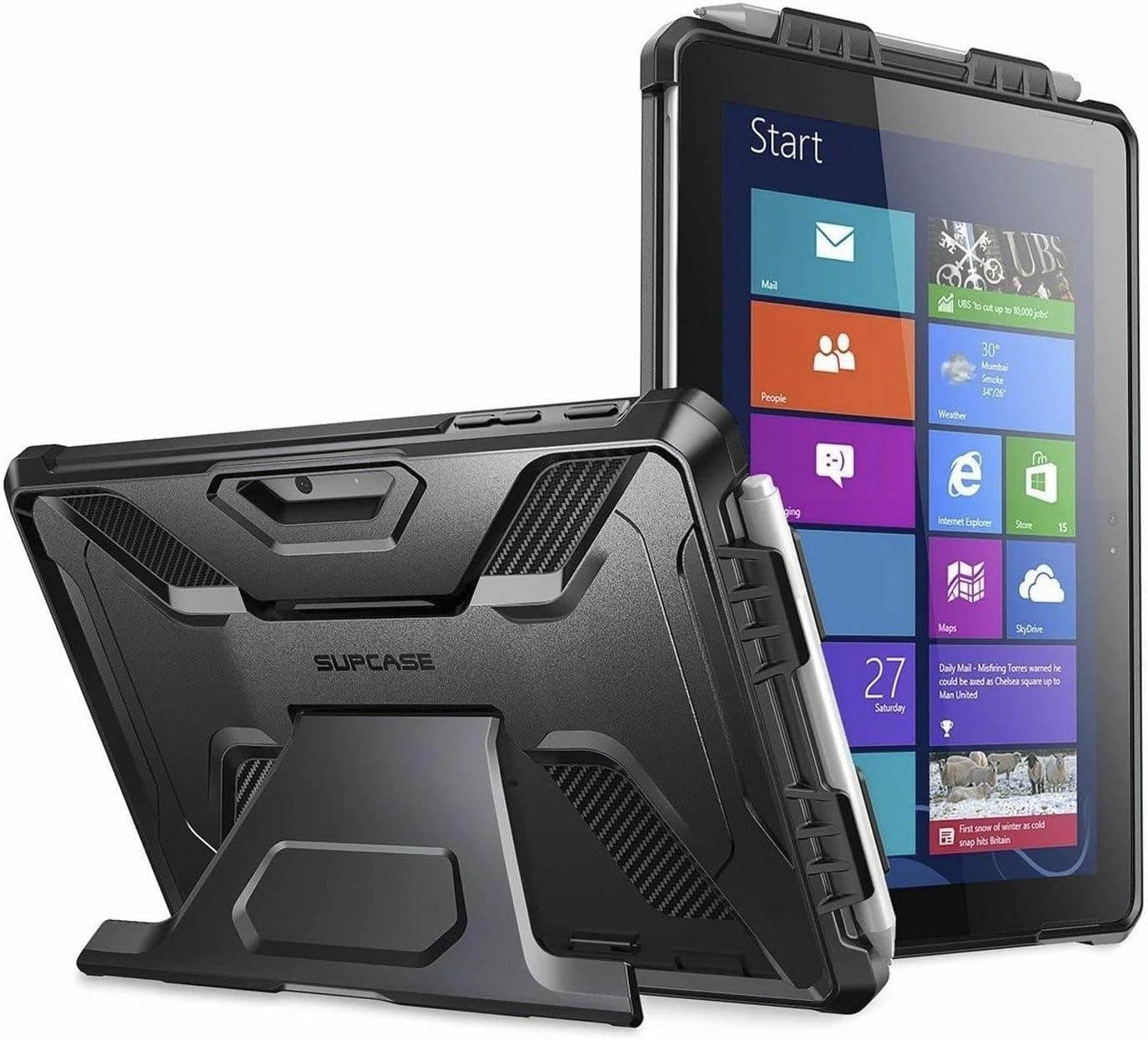 SUPCASE [UB Pro Series] Case for Microsoft Surface Go 4 (2023) / Surface Go 3 (2021) / Surface Go 2 (2020) / Surface Go (2018), Full-Body Kickstand Rugged Protective Case (Black)