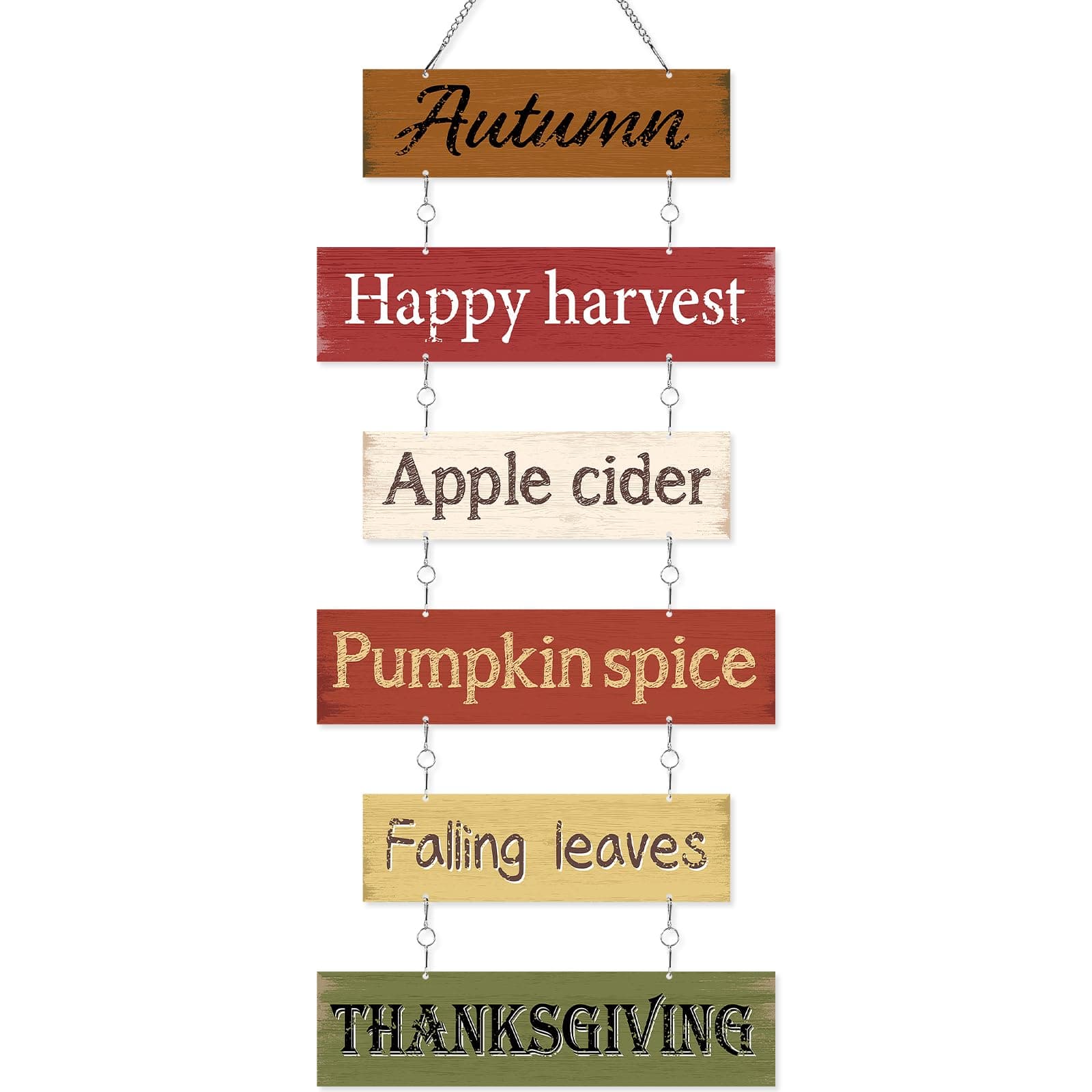 Hotop Fall Decorations for Home Thanksgiving Hanging Signs Wooden Wall Plaque Autumn Wall Hanging Decor for Home Thanksgiving Autumn Office Indoor Outdoor Door Decor Sign (Bright Colors)
