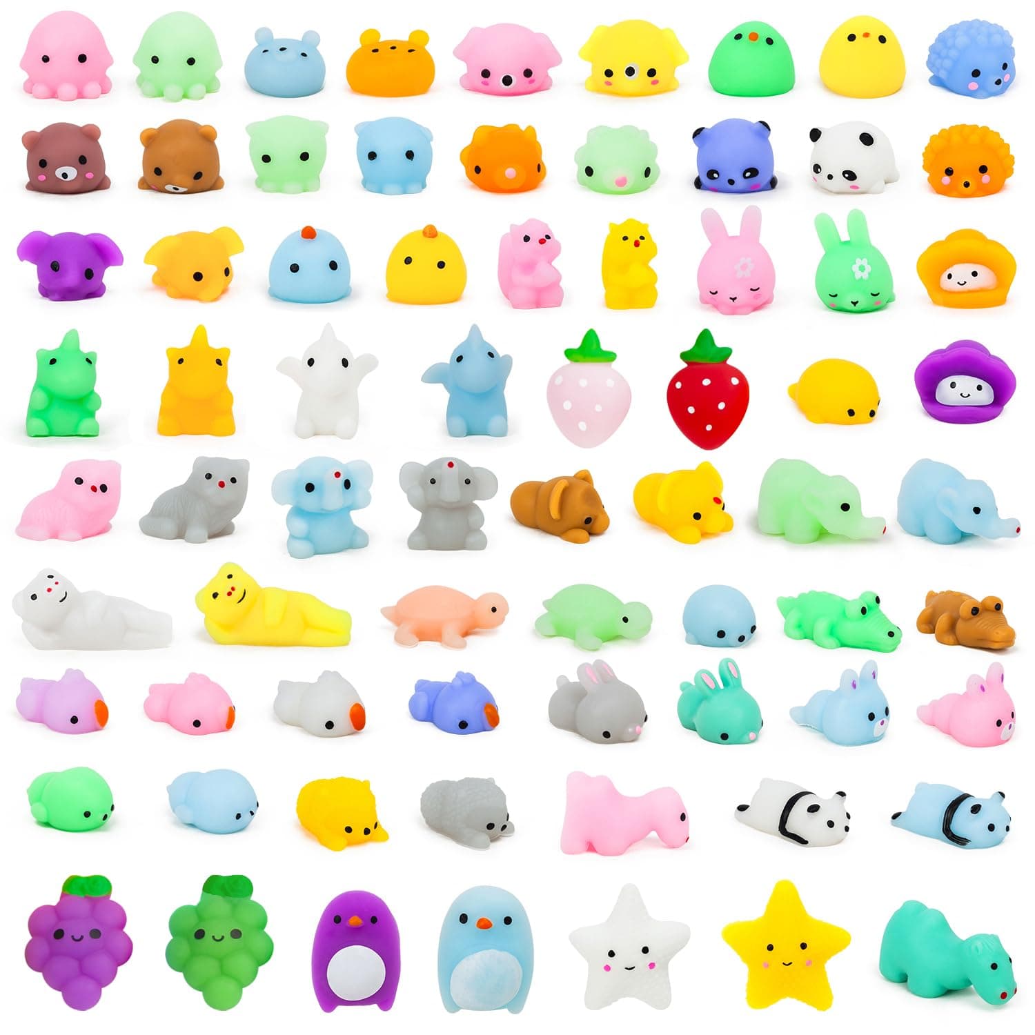 YIHONG 72 Pcs Kawaii Squishies, Mochi Squishy Toys for Kids Party Favors, Mini Stress Relief Toys for Christmas Party Favors, Classroom Prizes, Birthday Gift, Goodie Bag Stuffers