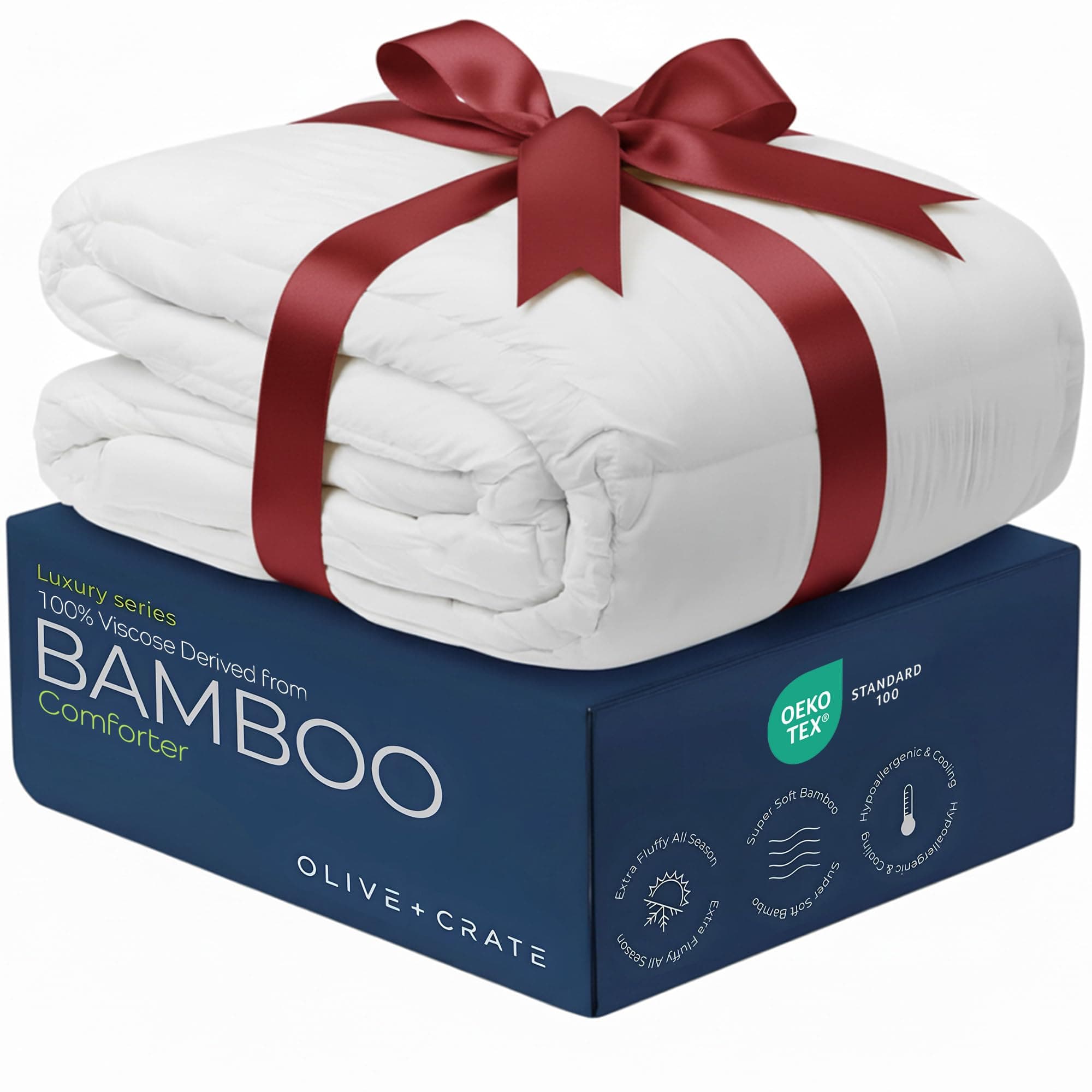 Olive + Crate 100% Cooling Bamboo Comforter from Viscose - California King Size - Hypoallergenic, Breathable & Moisture-Wicking Bedding - All Season Lightweight Plush Design - Organic Bamboo Comforter White California King