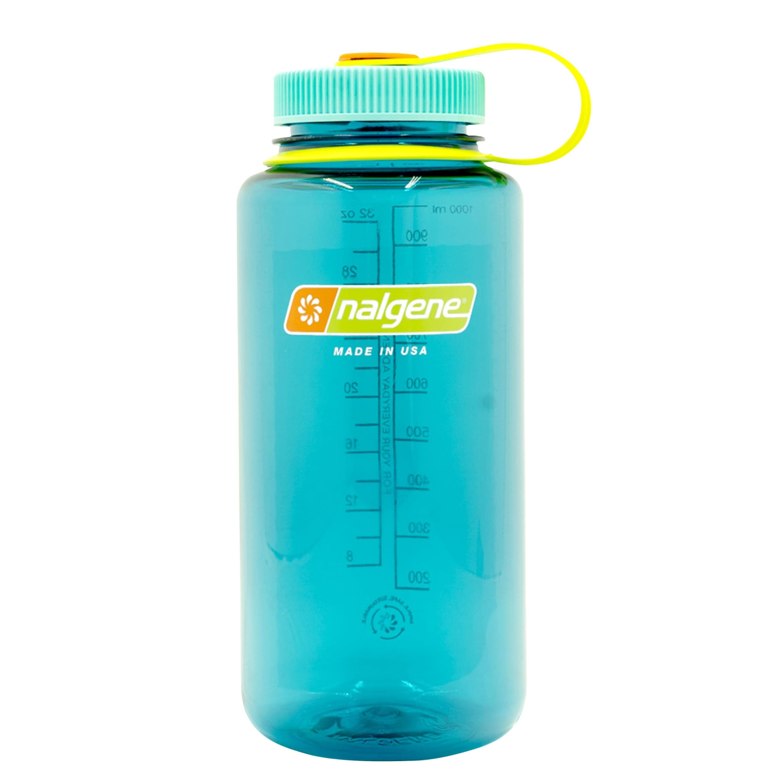 Nalgene Sustain Tritan BPA-Free Water Bottle Made with Material Derived From 50% Plastic Waste (using ISCC certified mass balance), 32 OZ, Wide Mouth Cerulean 32 Ounces