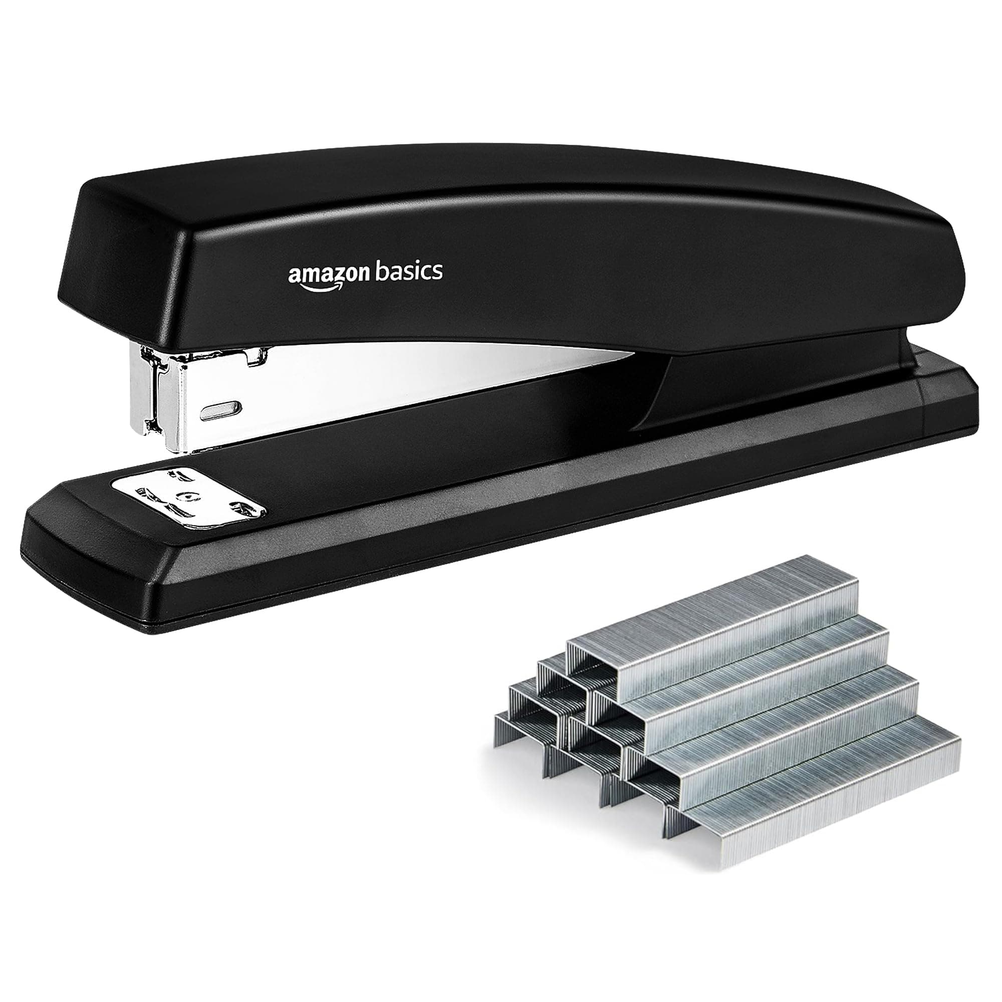 Amazon Basics Stapler with 1000 Staples, Office Stapler, 25 Sheet Capacity, Non-Slip, Black 1-Pack Stapler and 1000 Staples