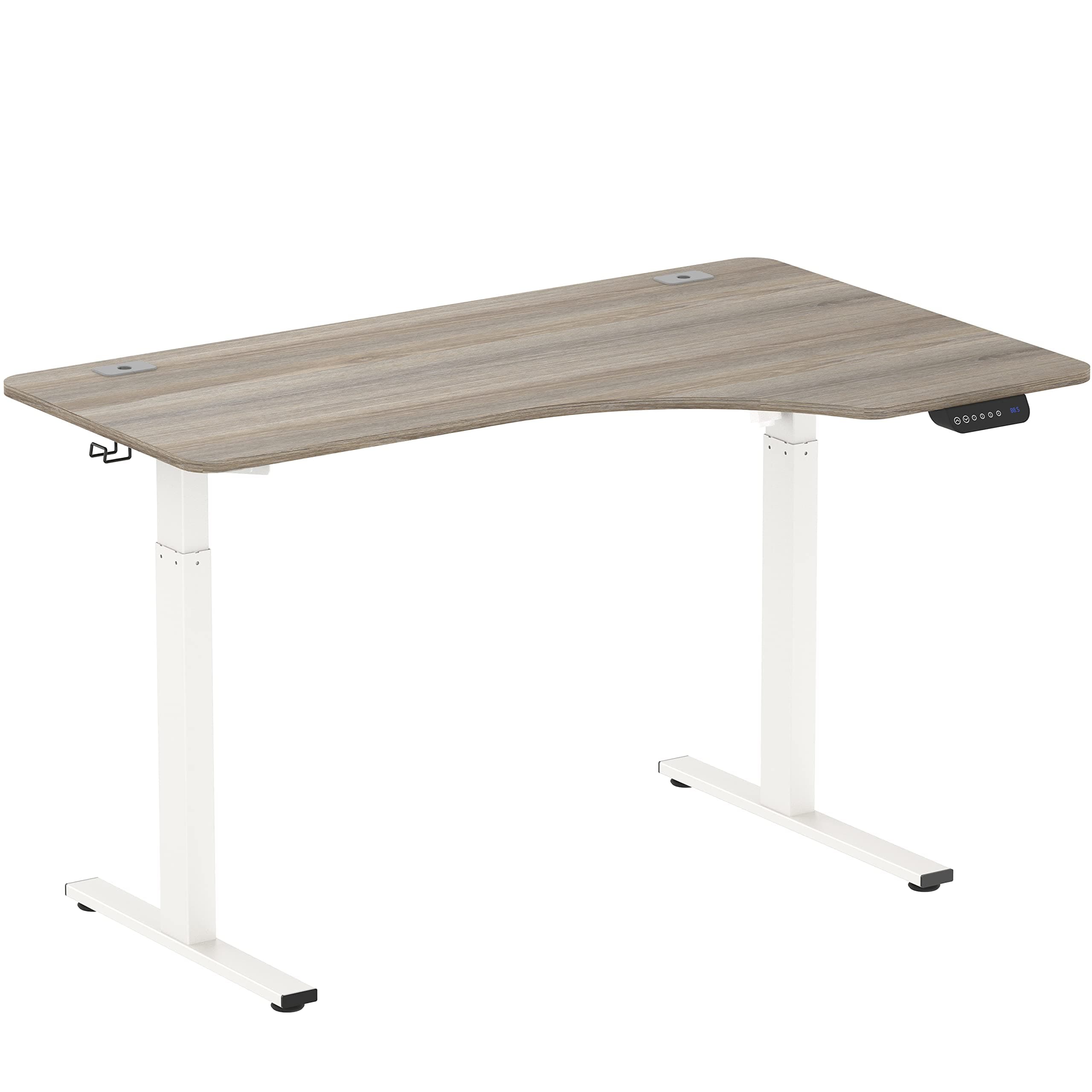 SHW 55-Inch Large Electric Height Adjustable L-Shaped Standing Desk with Right Facing Corner, Oak Oak 55-Inch Right Facing Corner