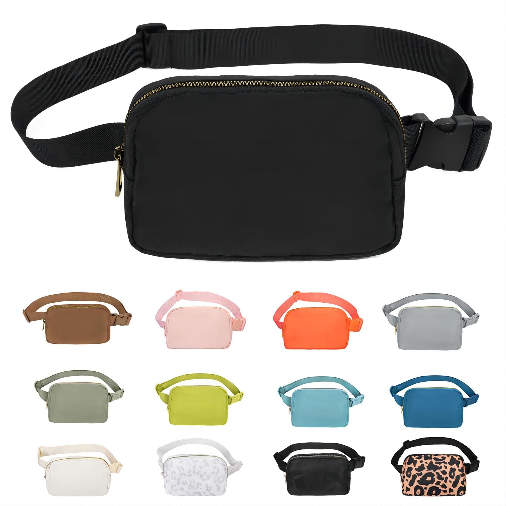 VOROLO Fanny Pack For Women And Men Crossbody Bag Belt Bag with Adjustable Strap Graduation Gifts Black Black 1 Pack Fanny Pack