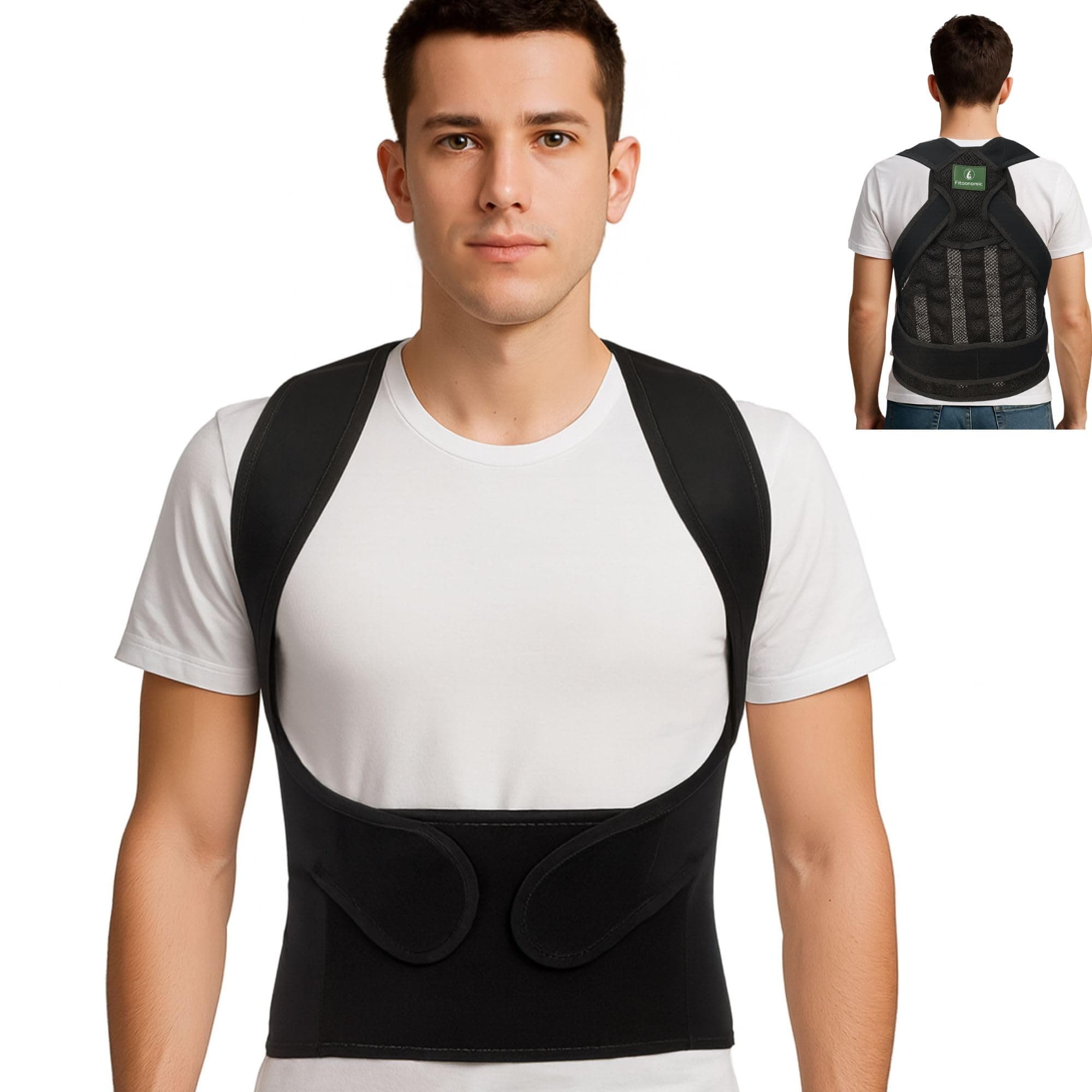 Posture Corrector For Back Support, Adjustable Full Back Brace for Men & Women, Shoulder, Upper and Lower Back Pain Relief, Lumbar Support, (Black, Large, waist 36"-42") Large (waist 36" -42") Black