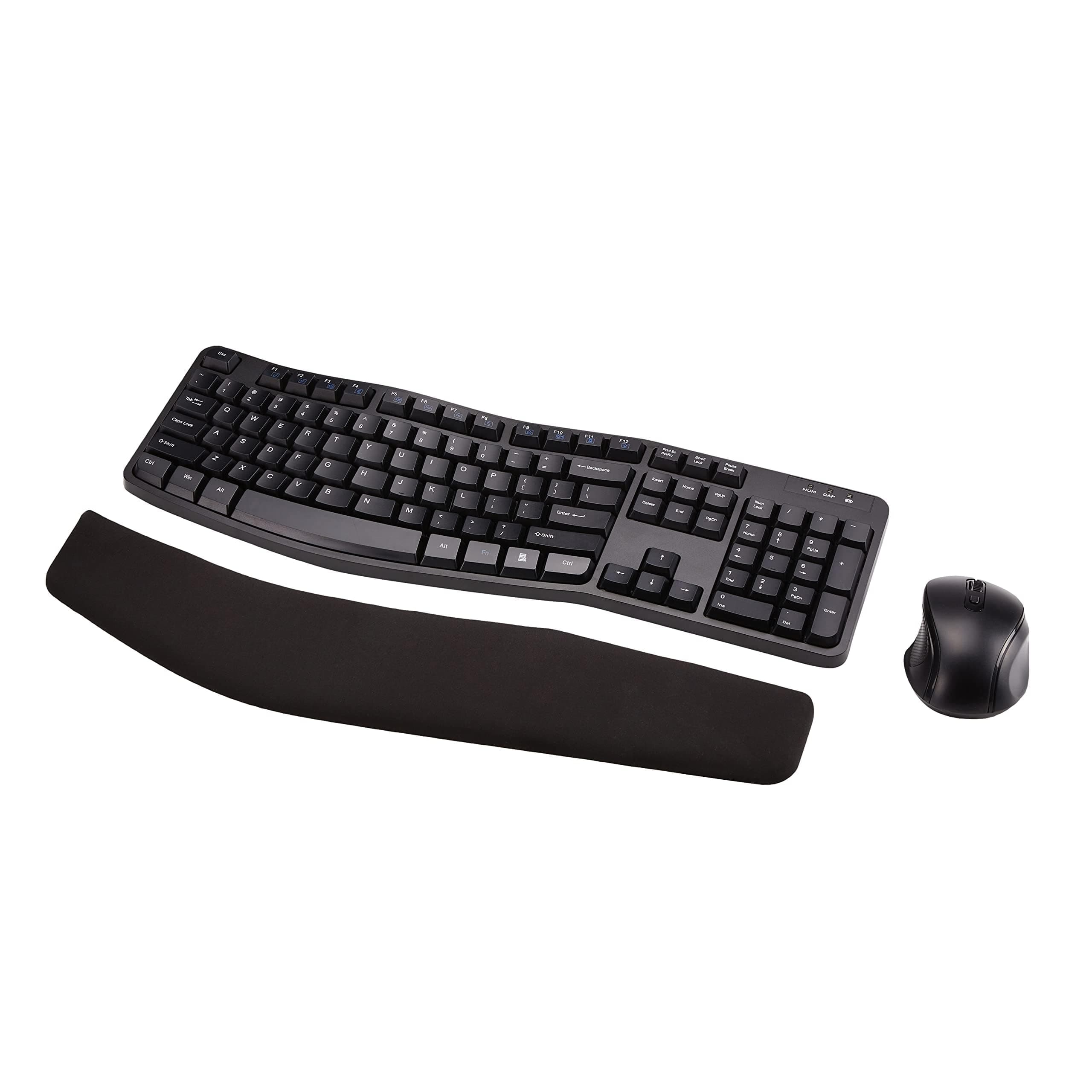 ‎Amazon Basics Amazon Basics Ergonomic Wireless Keyboard and Mouse Combo for Comfortable PC and Laptop Use, 2.4 GHz USB, Black